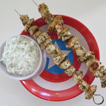 Grilled Chicken Kebabs with Tzatziki Recipe