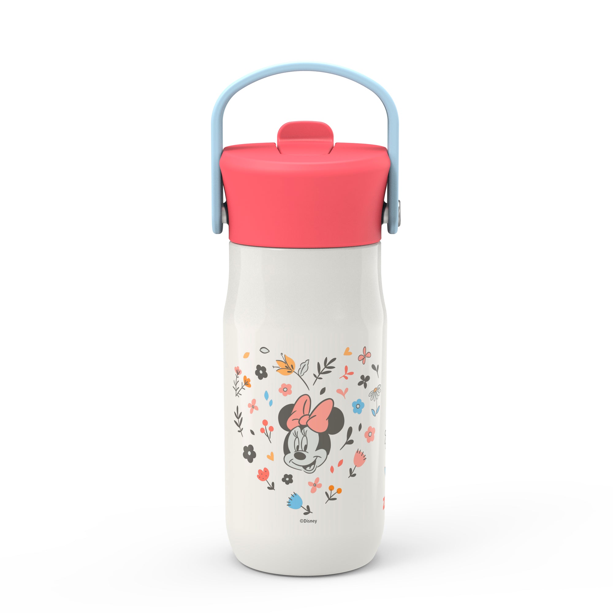 Disney Minnie Mouse Harmony Recycled Stainless Steel Kids Water Bottle with Straw Spout, 14 ounces