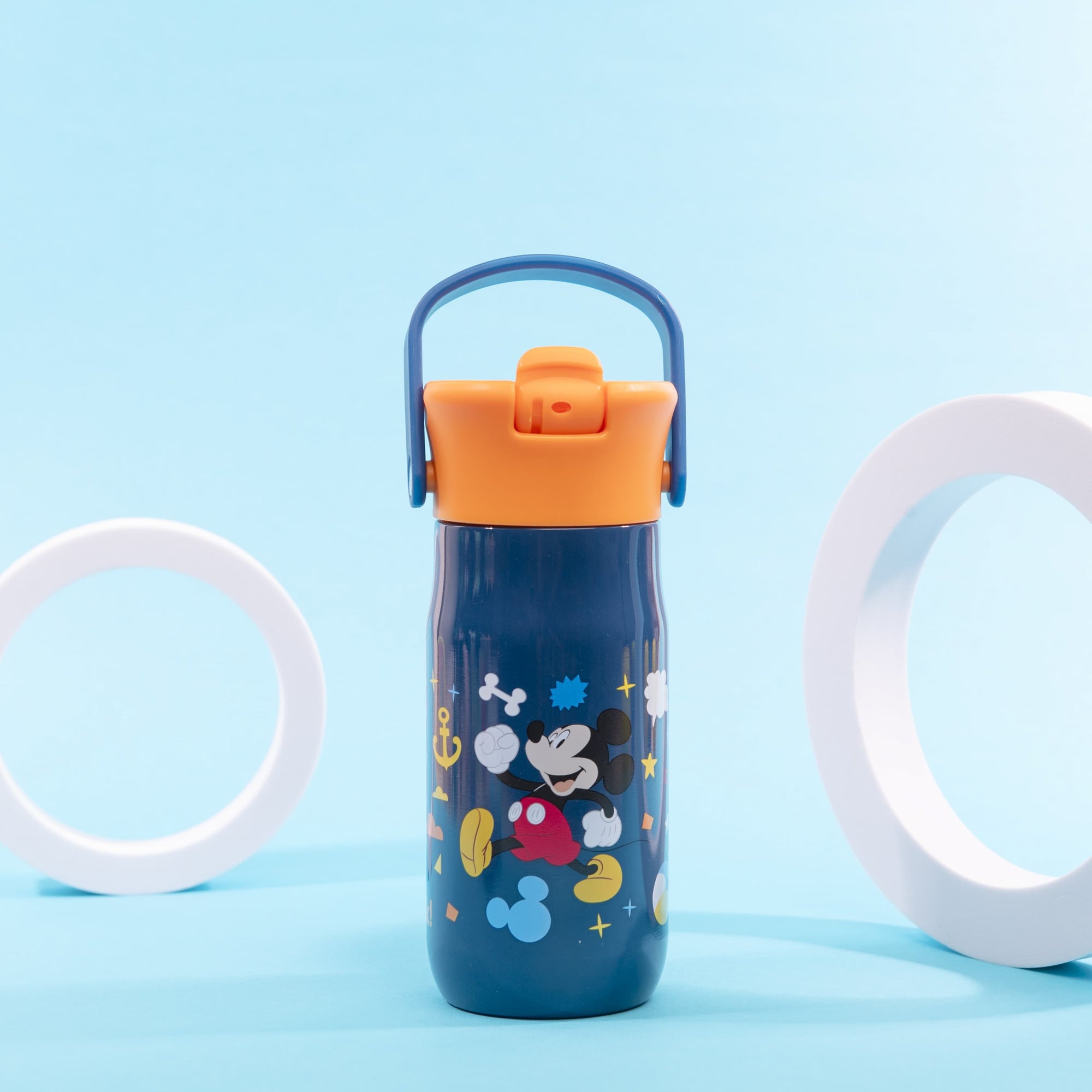 Disney Mickey Mouse Harmony Recycled Stainless Steel Kids Water Bottle with Straw Spout, 14 ounces