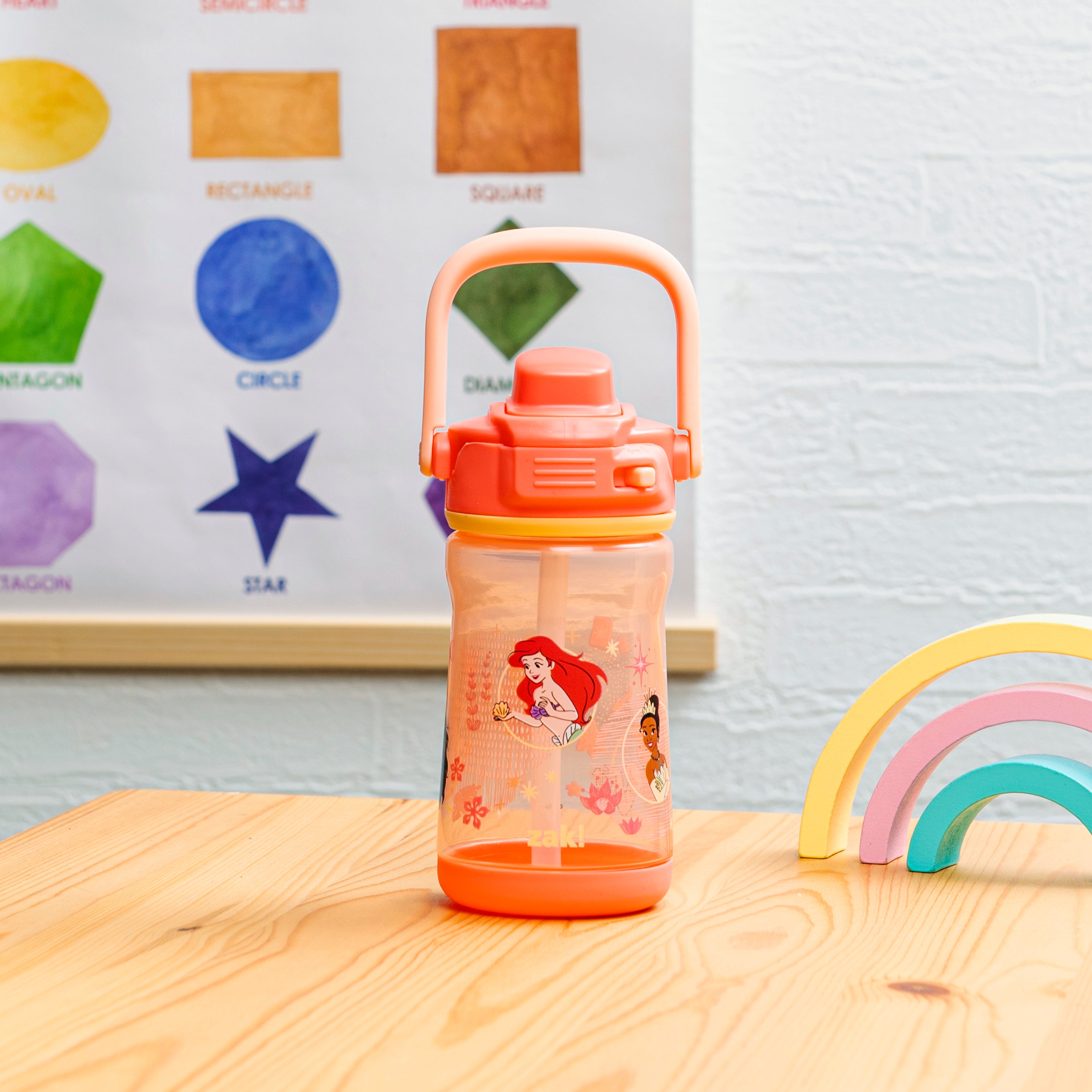 Kids Water Bottle with Lid Lock and Soft Spout - Disney Princess, 12 ounces