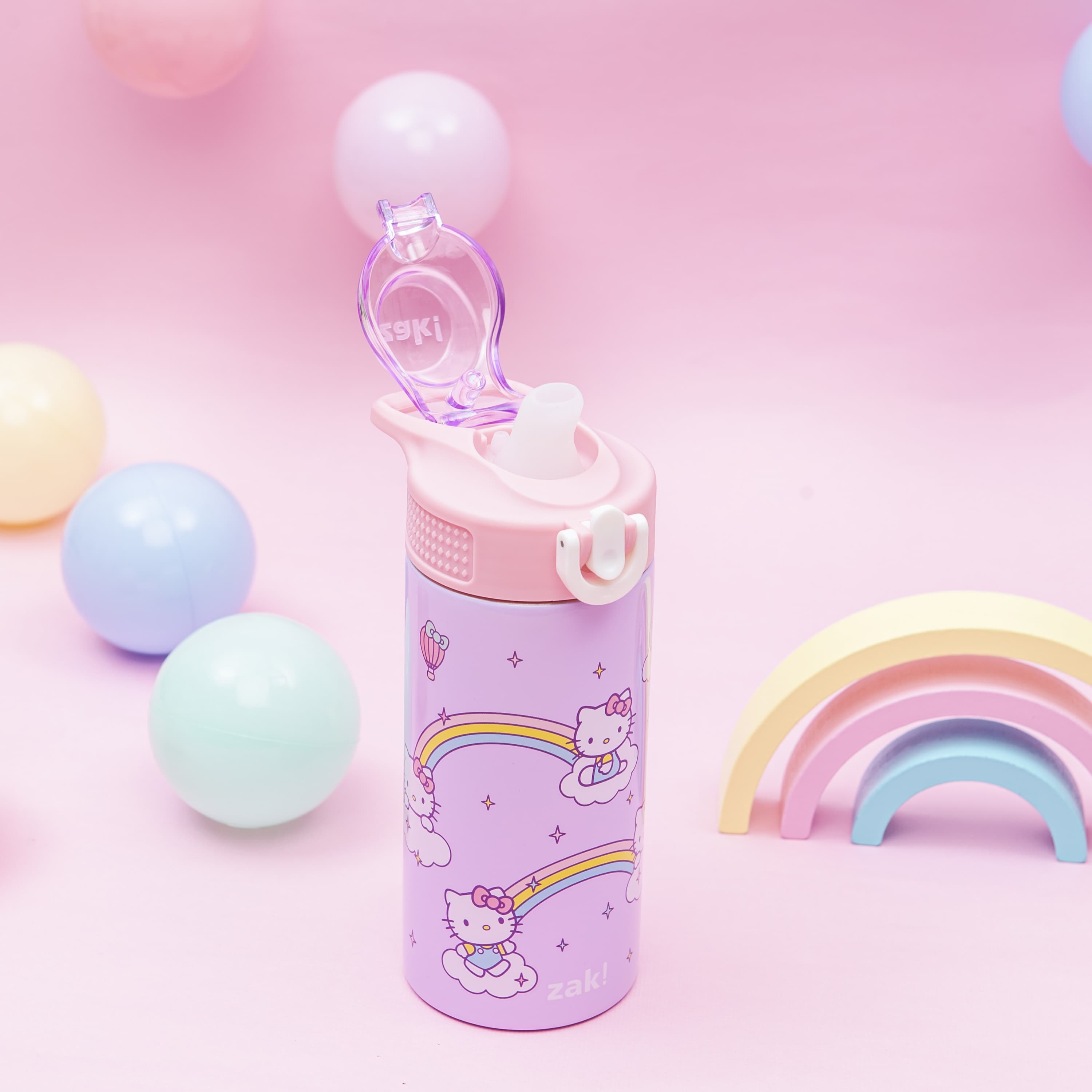 Thermos Kids 14oz Plastic Water Bottle With Straw - Joyful Rainbow Design, BPA Free