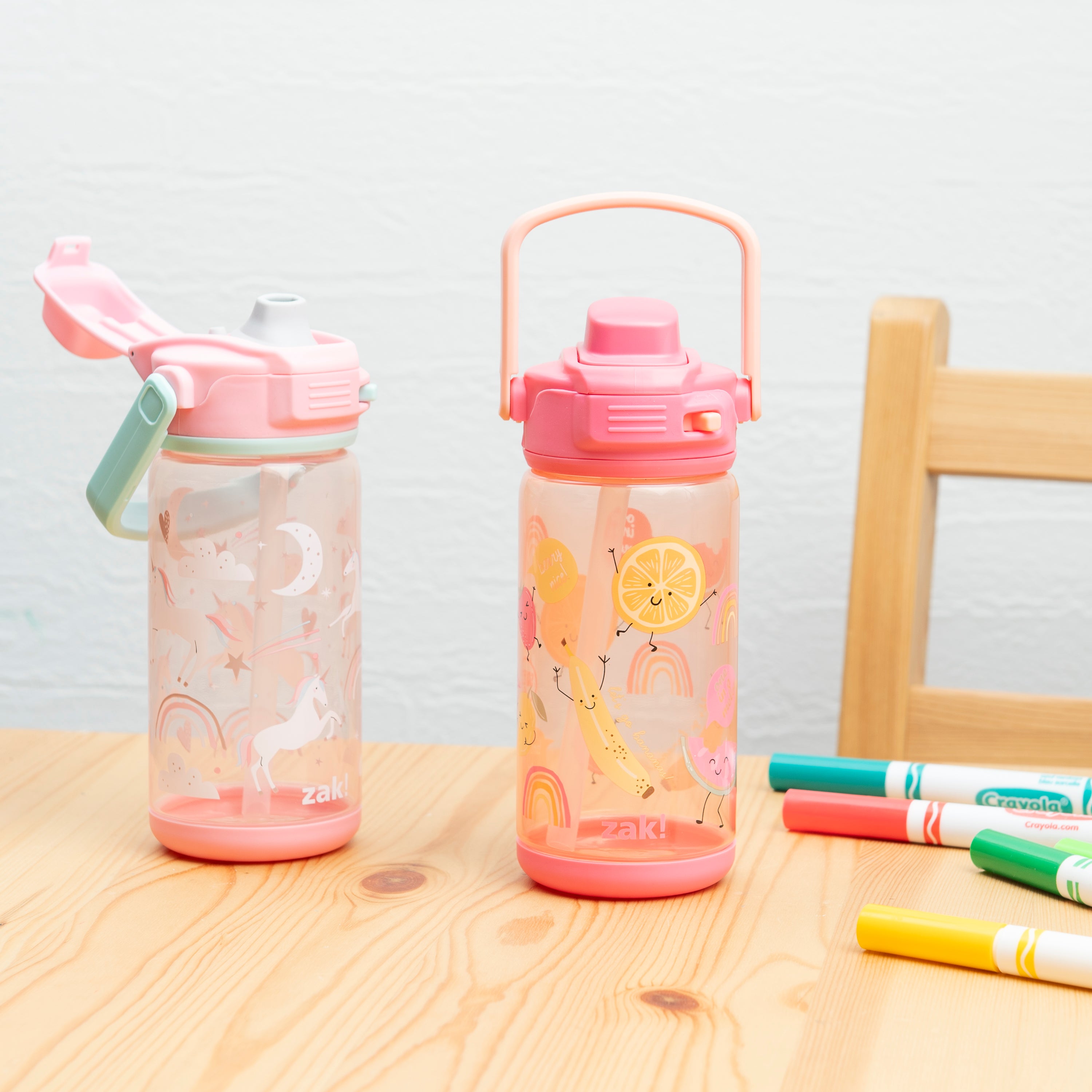 Beacon 2-Piece Kids Water Bottle Set with Lid Lock - Fruit and Unicorn, 16 Ounces