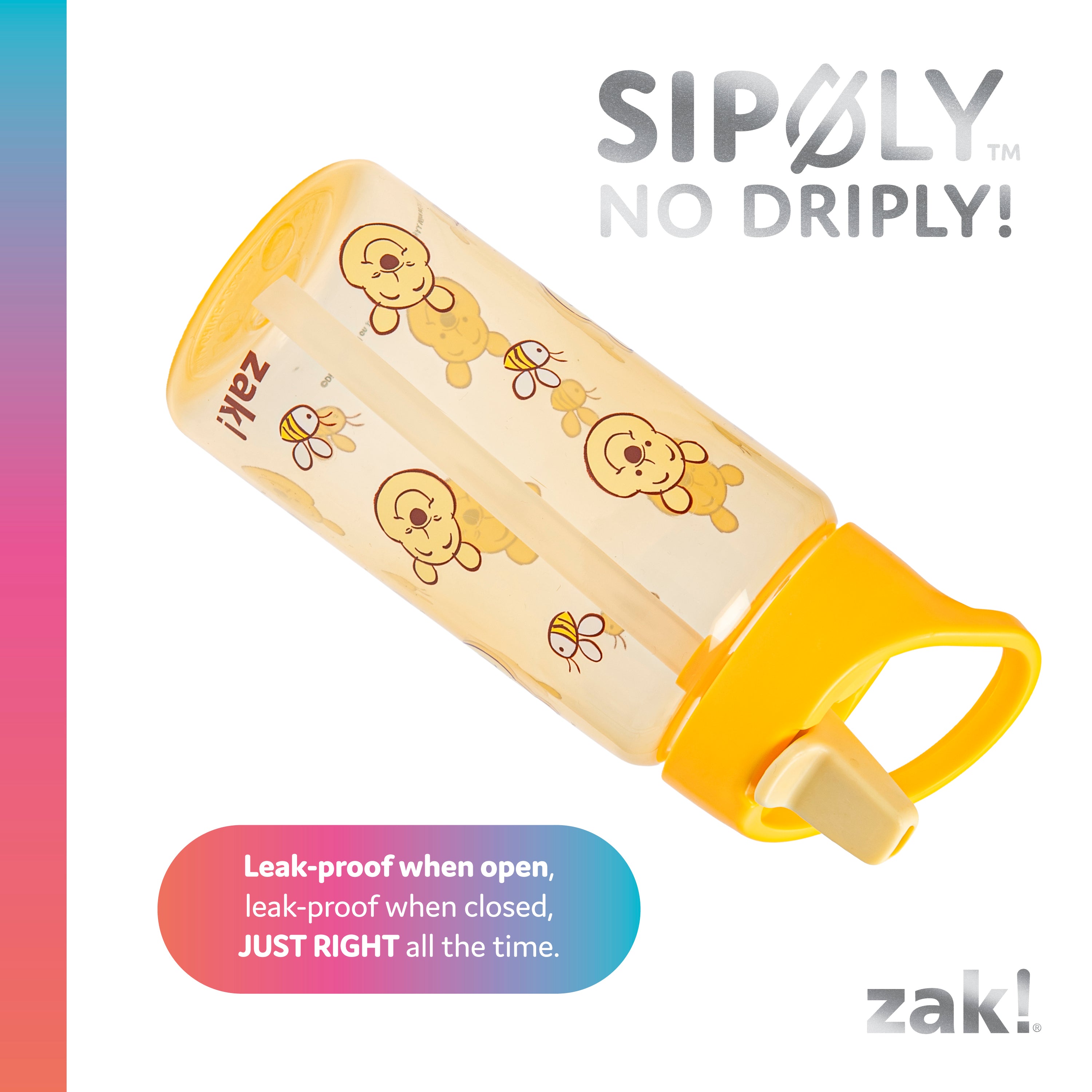 Kids Winnie the Pooh Siply Water Bottles with Leak-Proof Flip-Up Spout