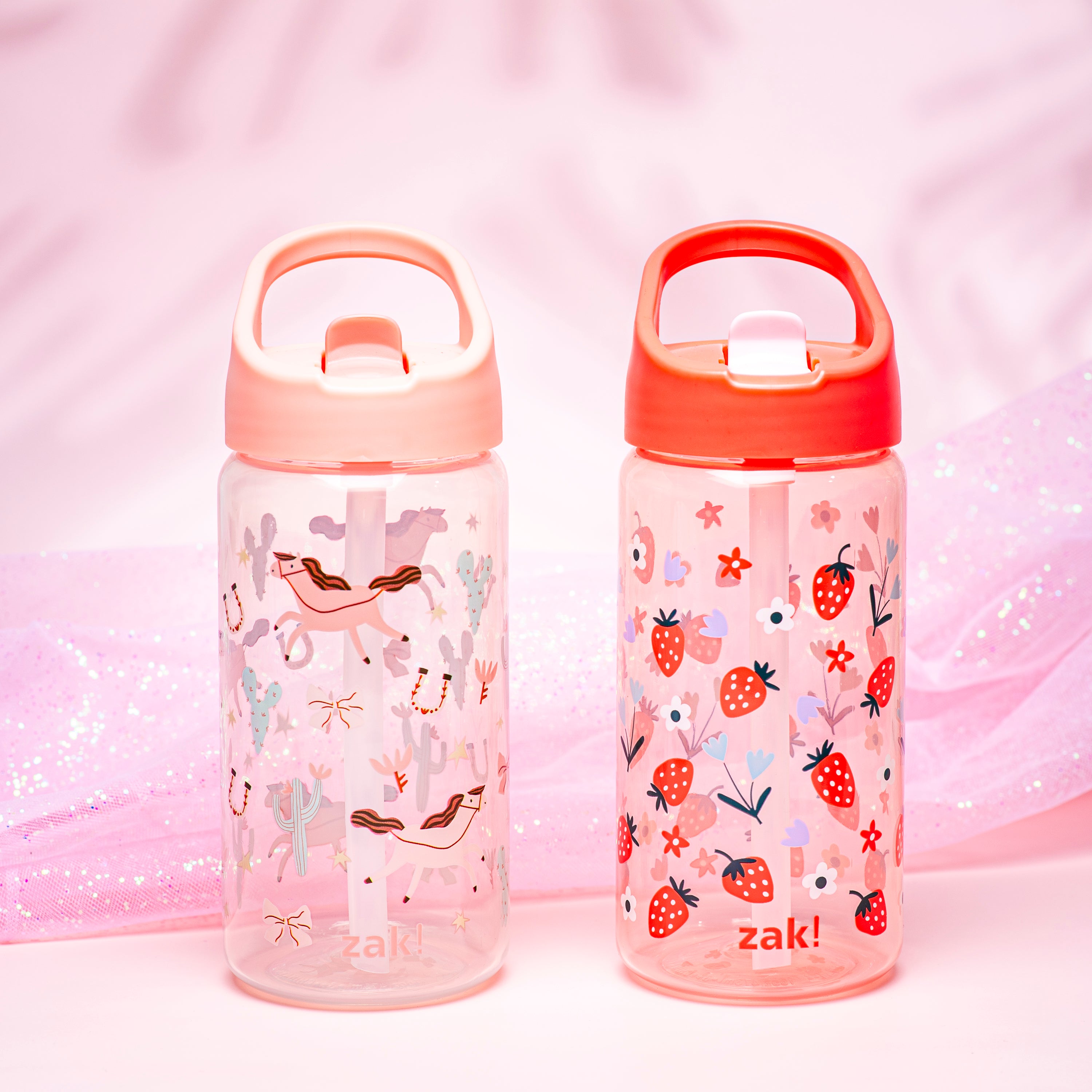 Kids Berry Equestrian Horses Siply Water Bottles with Leak-Proof Flip-Up Spout