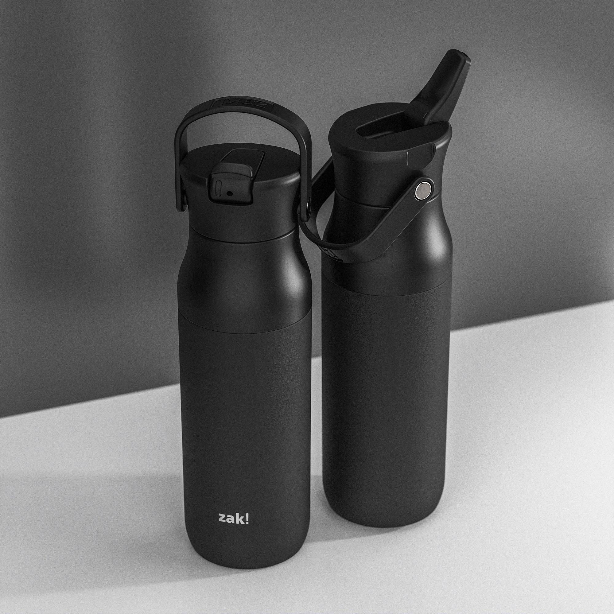 Harmony Recycled Stainless Steel Insulated Water Bottle with Flip-Up Straw Spout - Ebony, 32 ounces