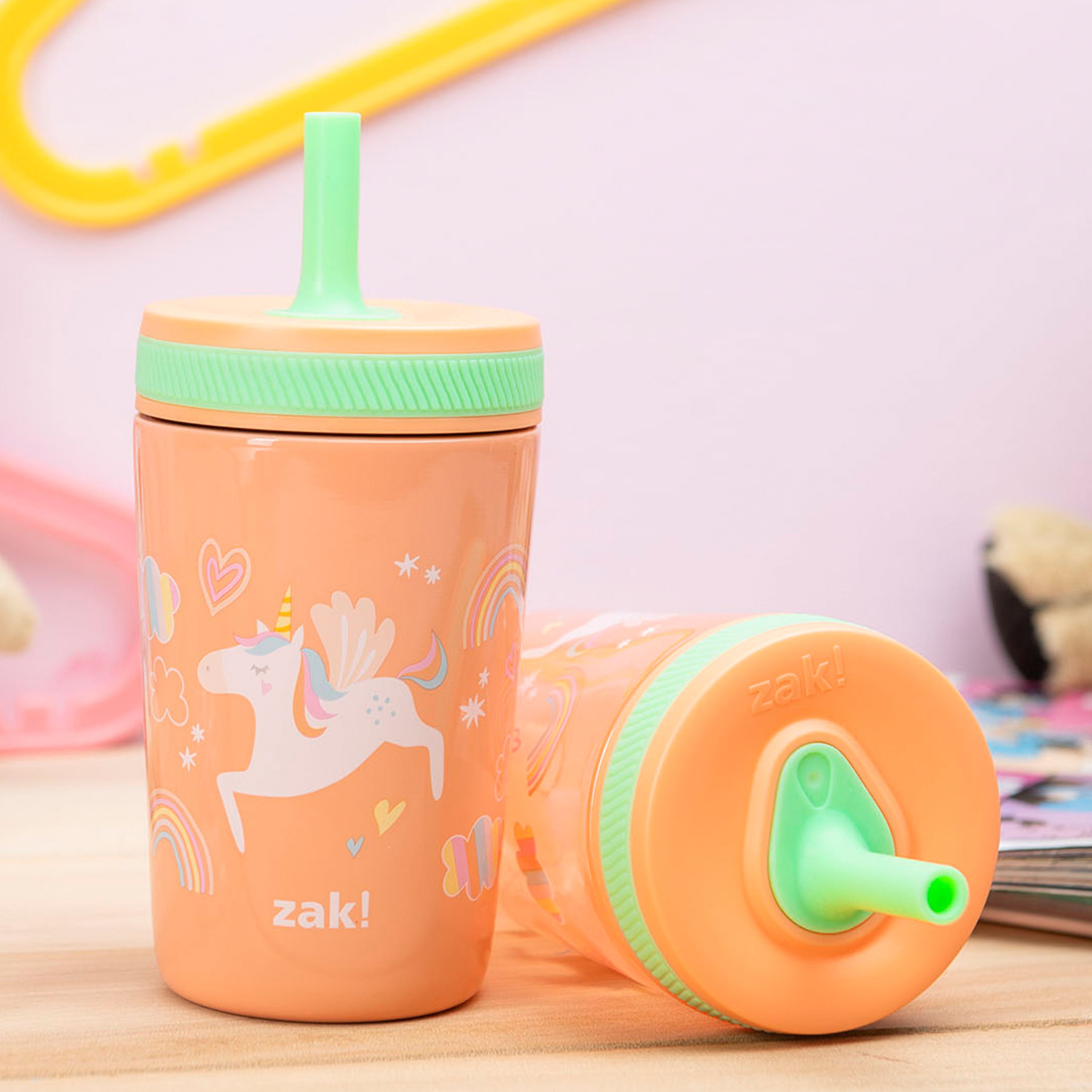 Unicorn Kids Stainless Steel and Plastic Leak Proof Tumbler Set
