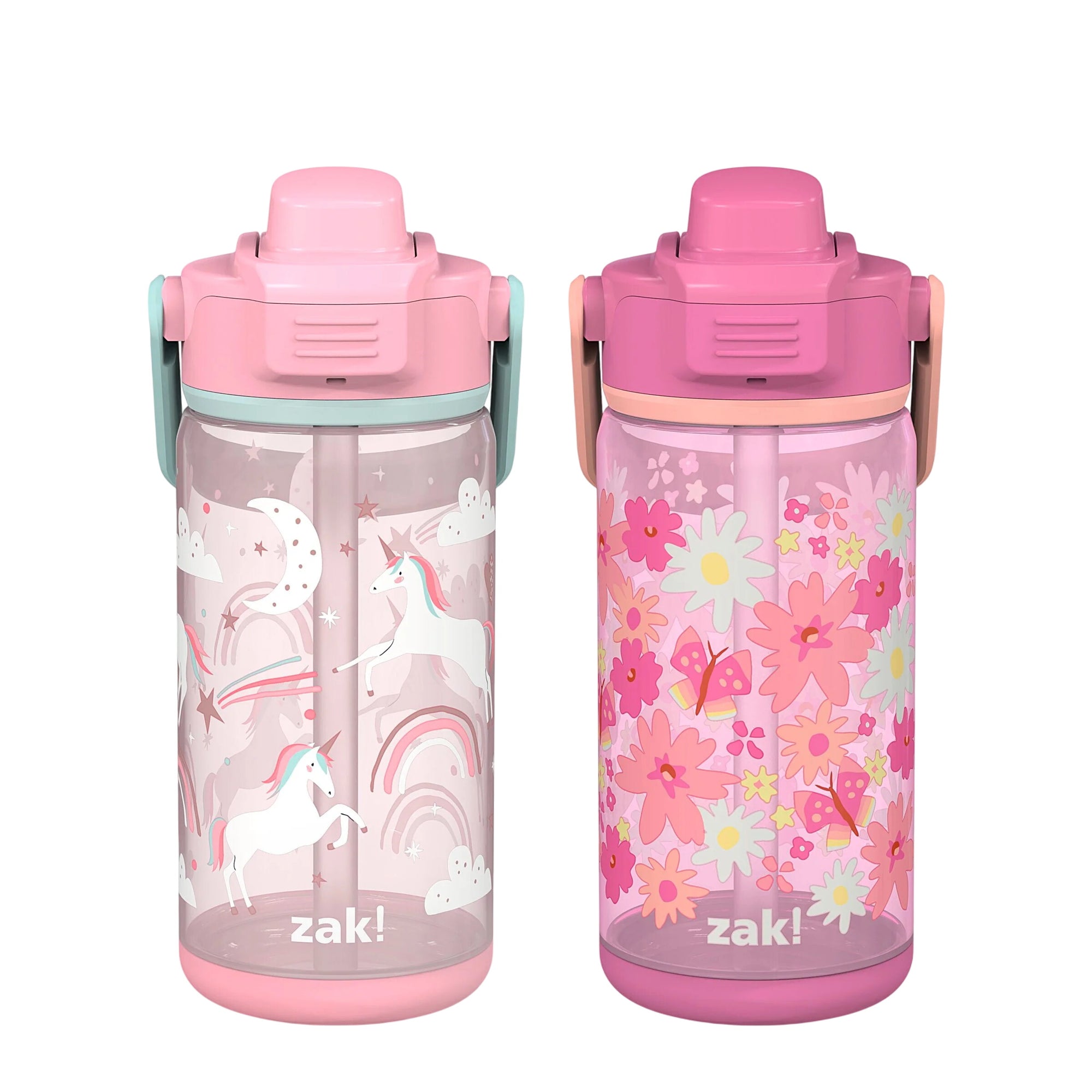 Beacon 2-Piece Kids Water Bottle Set with Covered Spout - Unicorn and Flower Power, 16 Ounces