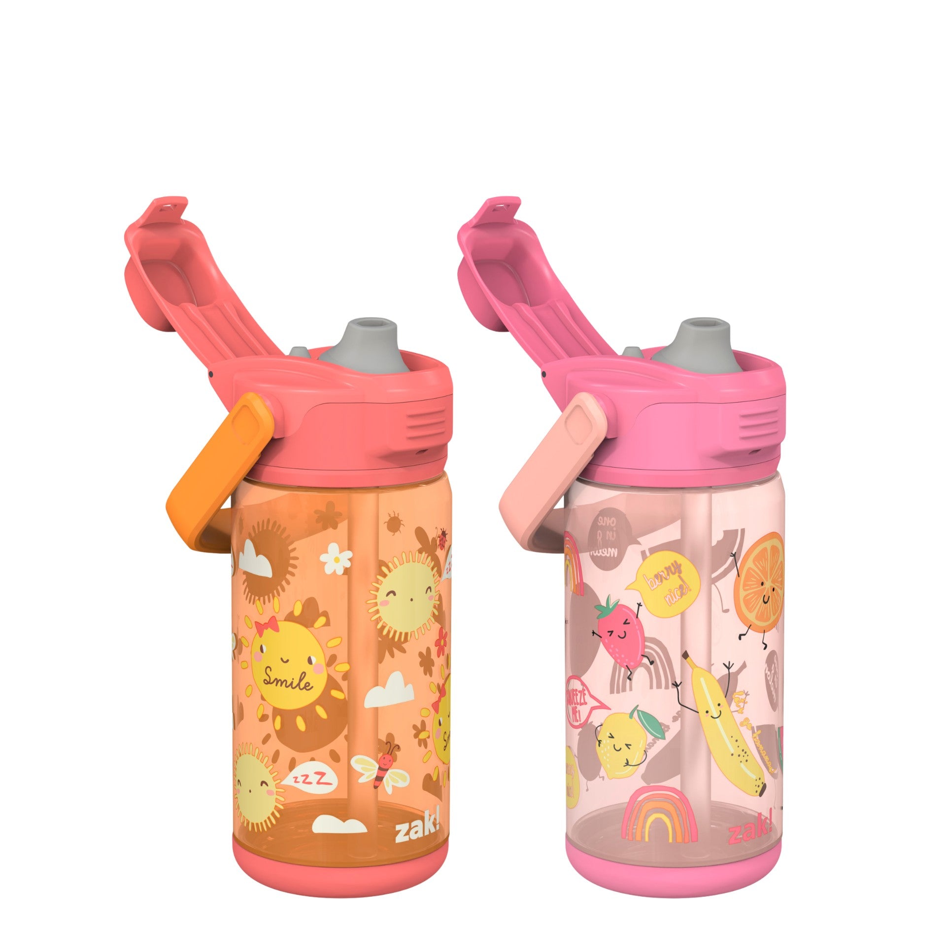 Beacon 2-Piece Kids Water Bottle Set with Covered Spout - Happy Skies and Happy Fruit, 16 Ounces