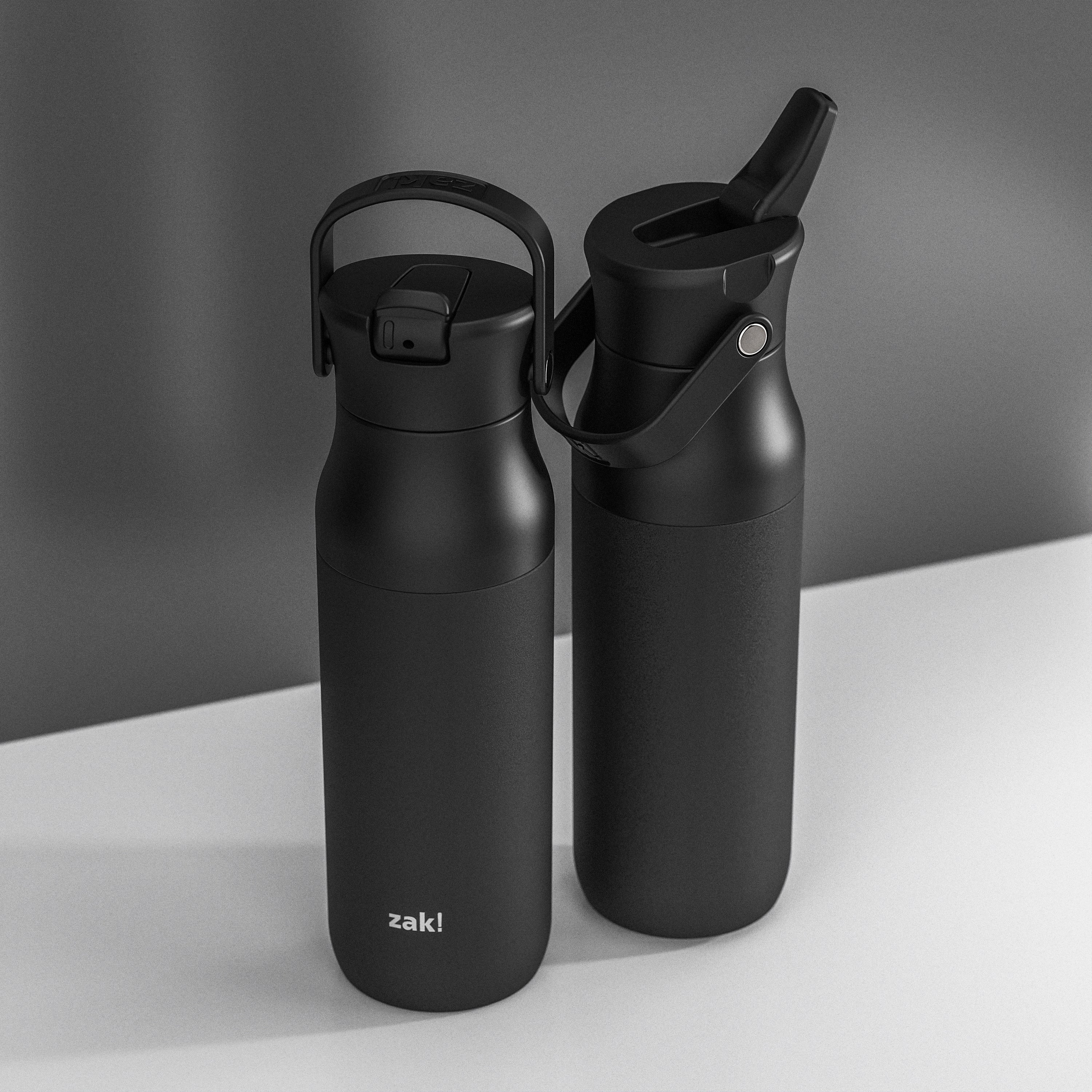 Harmony Recycled Stainless Steel Insulated Water Bottle with Flip-Up Straw Spout - Ebony, 32 ounces