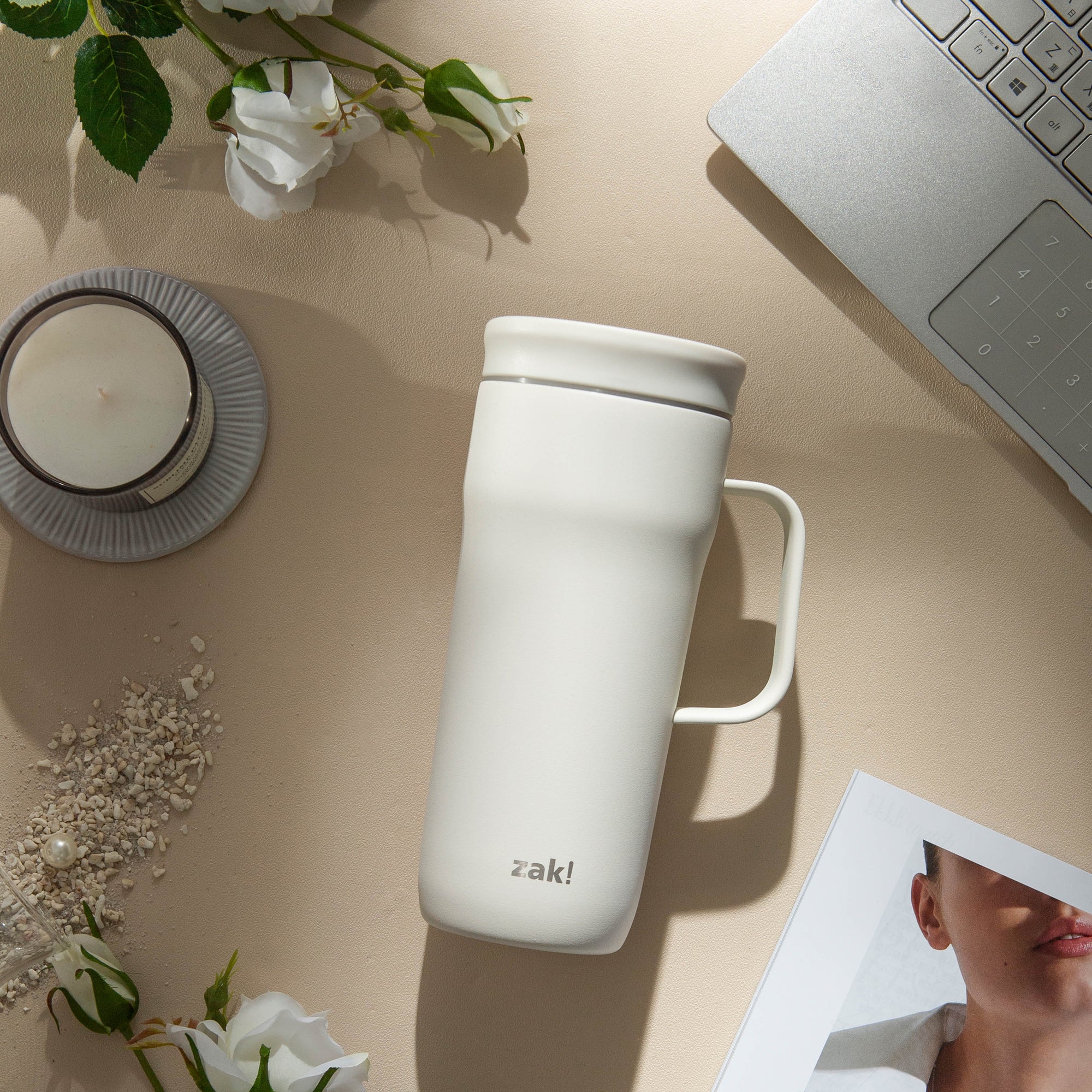 Harmony Stainless Steel Insulated Slide Lid Tumbler - Cream, 20 ounces