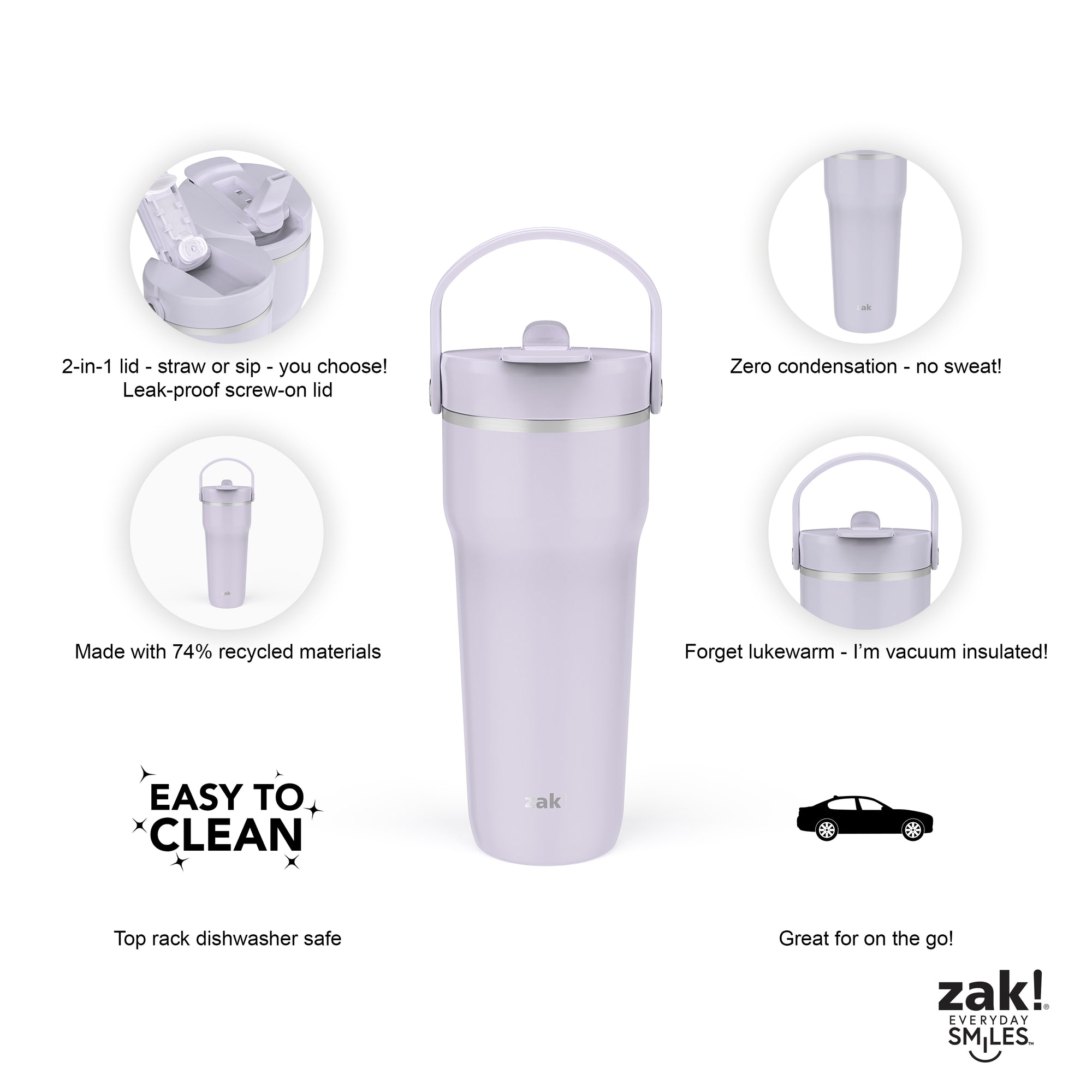 Harmony Recycled Stainless Steel Insulated Hot & Cold Tumbler - Smoky Lilac, 30 ounces