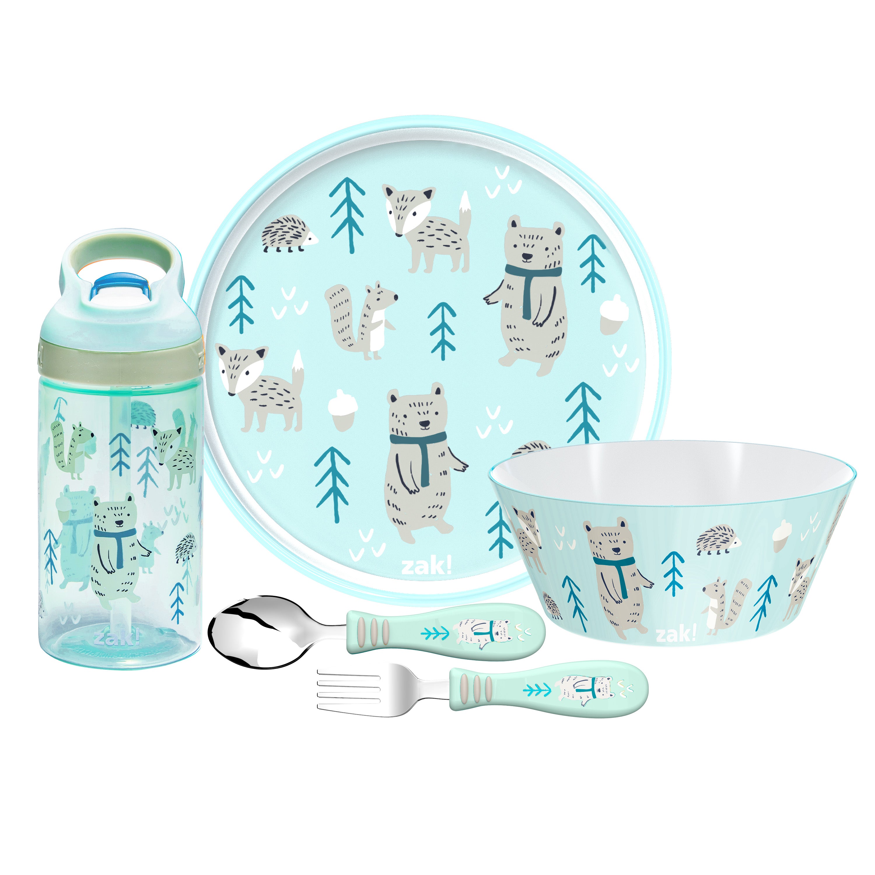 Forest Friends Melamine Kids Dinnerware Set with Water