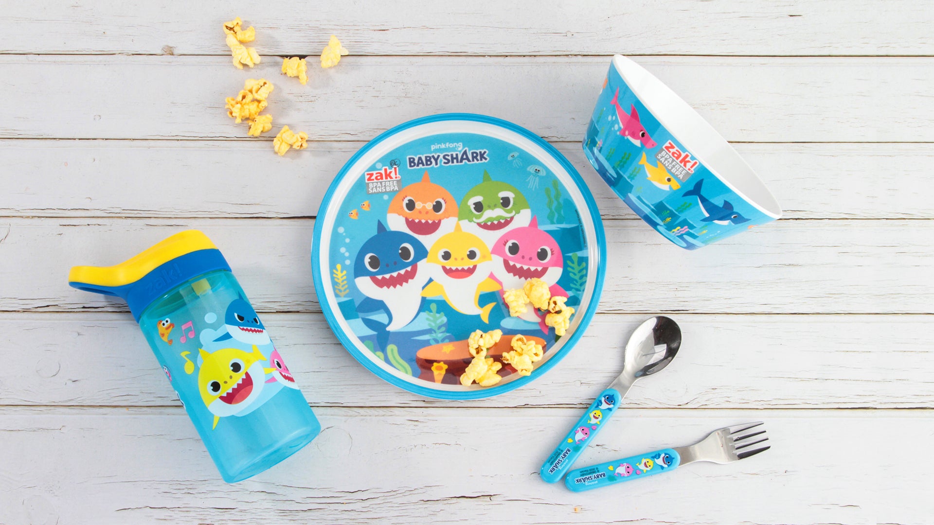 Baby Shark Melamine Kids Dinnerware Set with Water Bottle