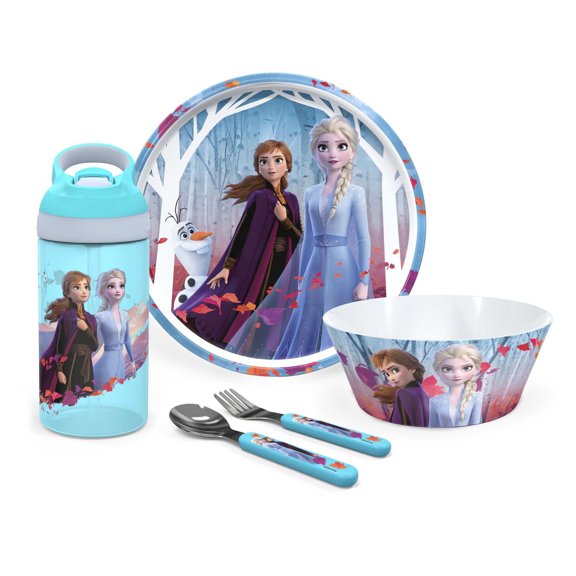 Disney Frozen Melamine Kids Dinnerware Set with Water Bottle