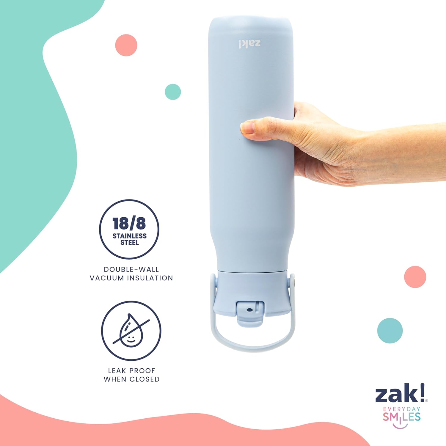 Harmony Stainless Steel Water Bottle with Flip-Up Straw Spout - Soft Pink, 32 ounces