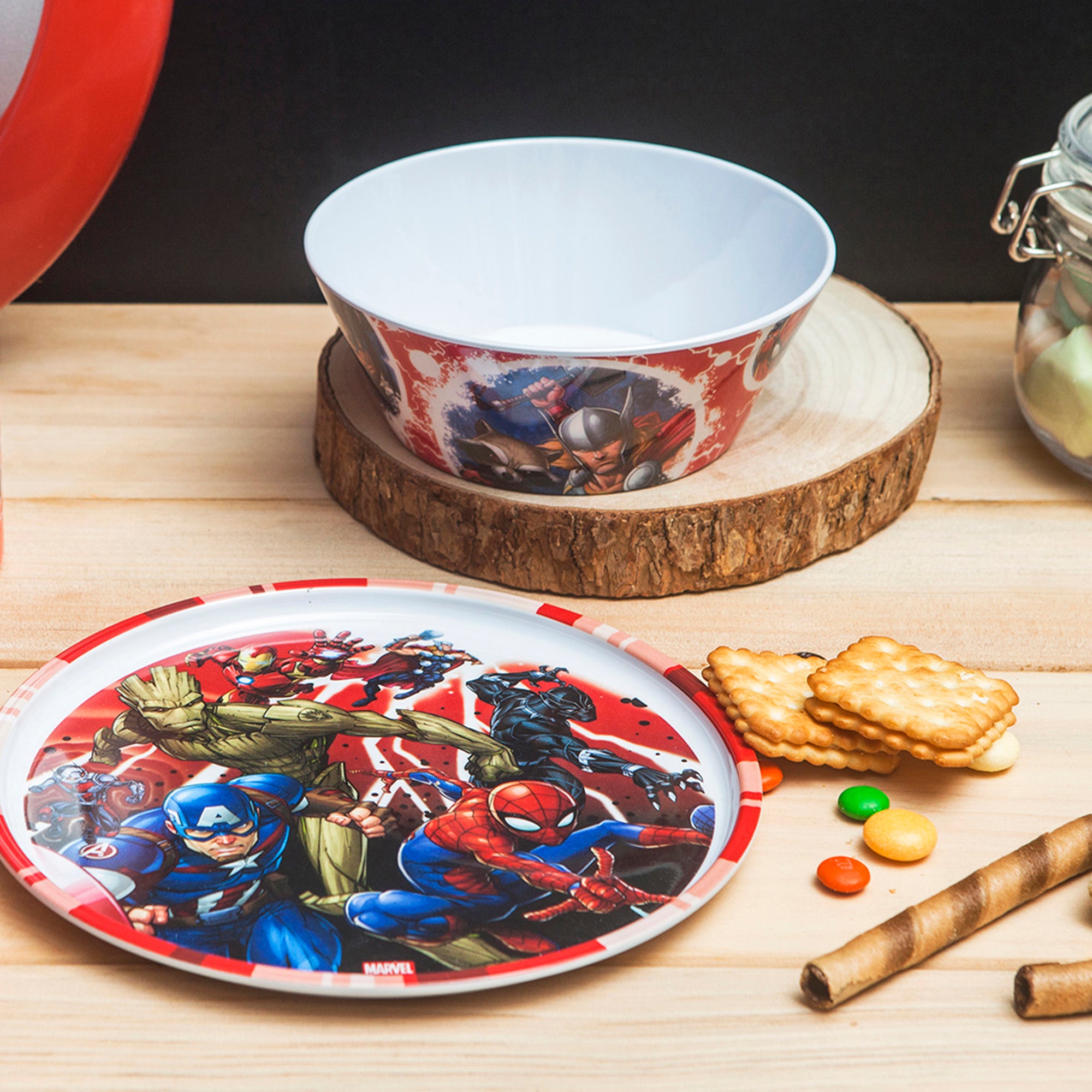 Marvel Universe Melamine Kids Dinnerware Set with Water Bottle