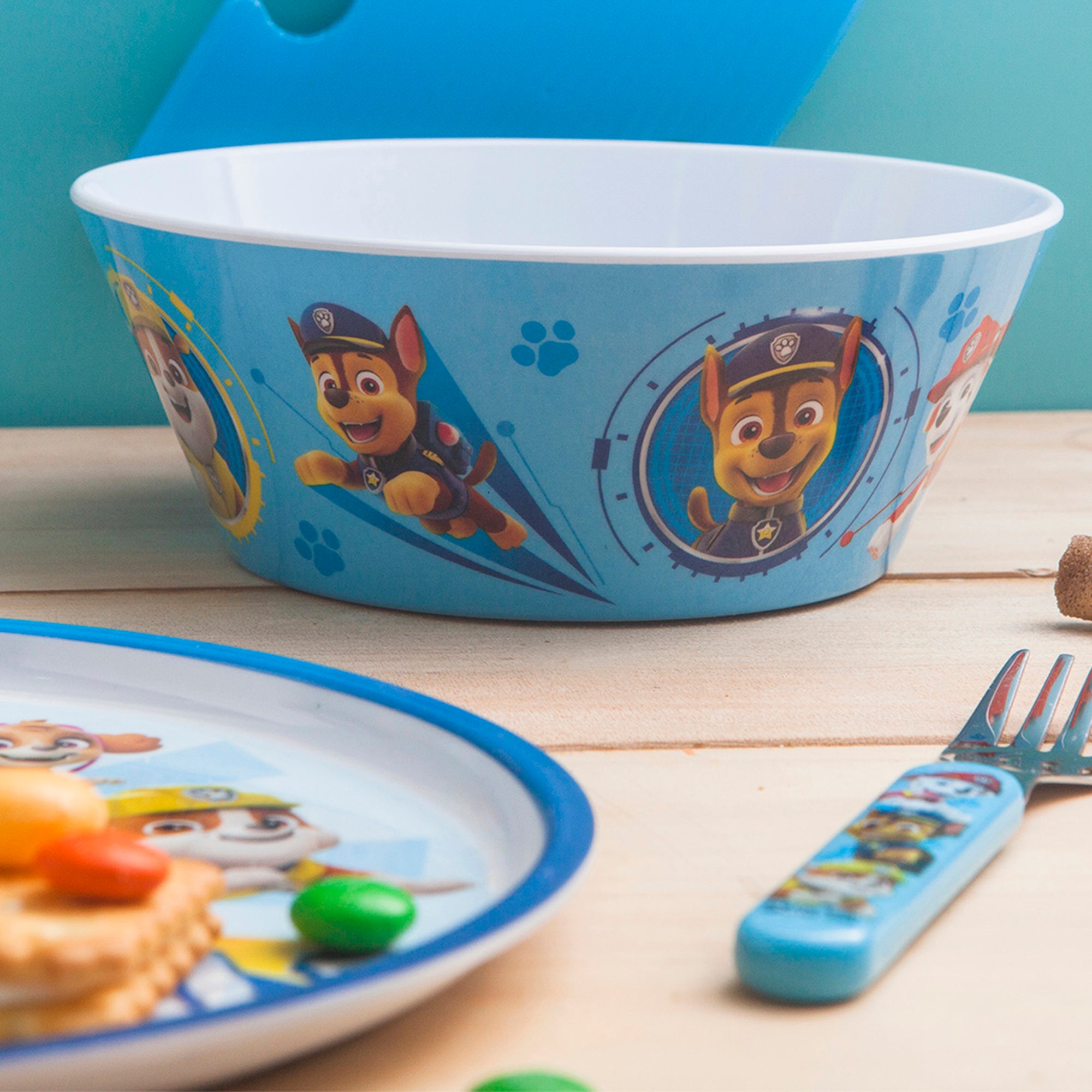 PAW Patrol Chase Melamine Kids Dinnerware Set with Water Bottle