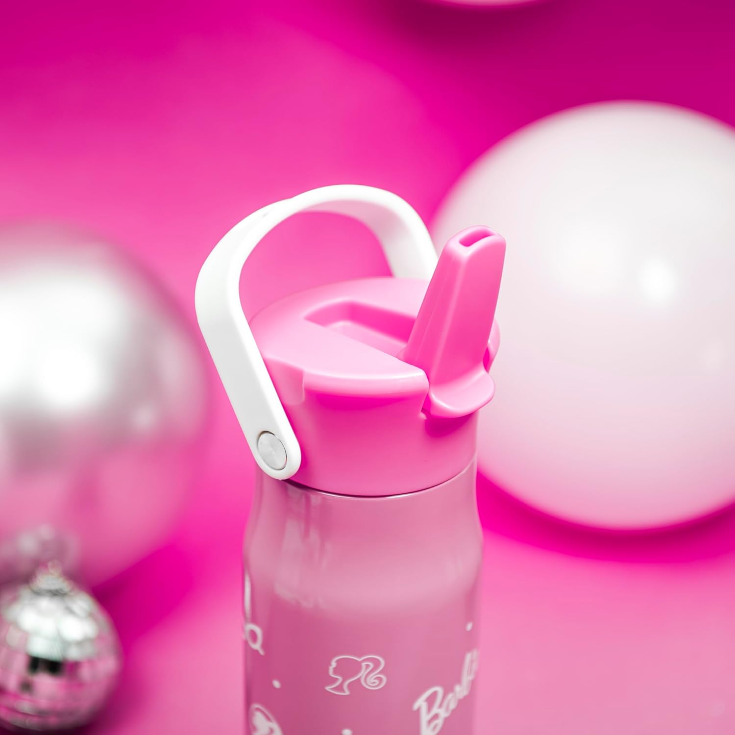 Barbie Harmony Stainless Steel Kids Water Bottle with Straw Spout, 20 ounces