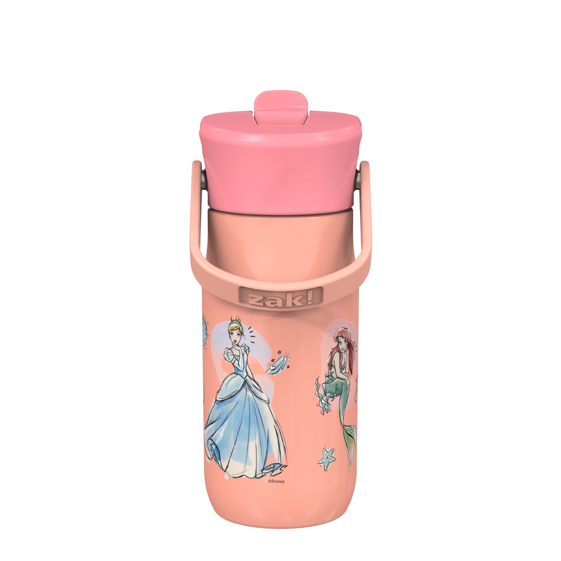 Disney Princess Harmony Recycled Stainless Steel Kids Water Bottle with Straw Spout, 14 ounces