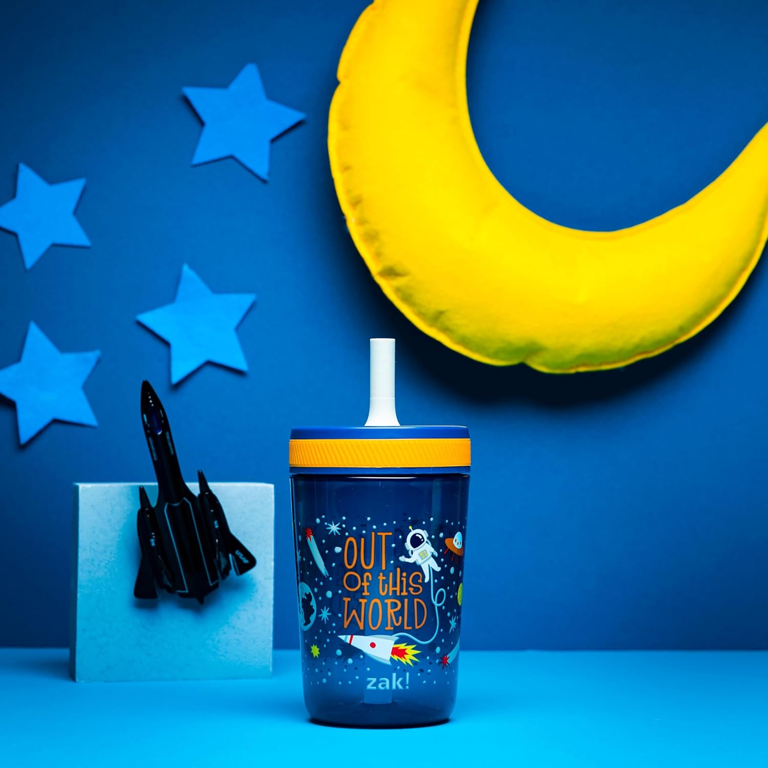 Outer Space Kelso Kids Leak Proof Tumbler with Lid and Straw