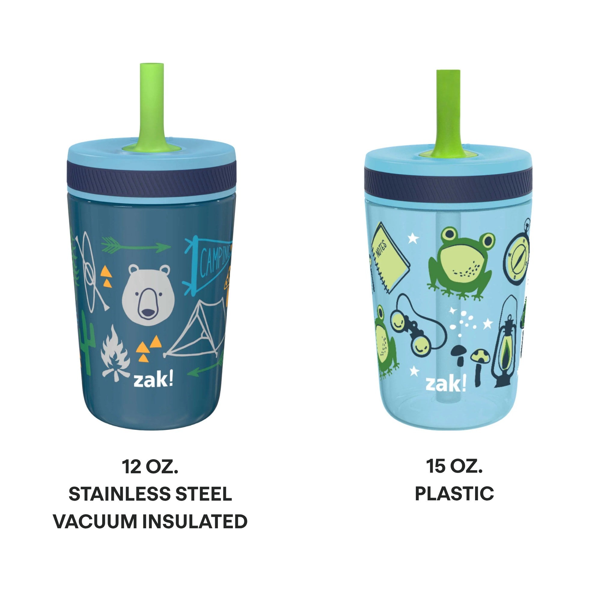 Campout Kids Stainless Steel and Plastic Leak Proof Tumbler Set