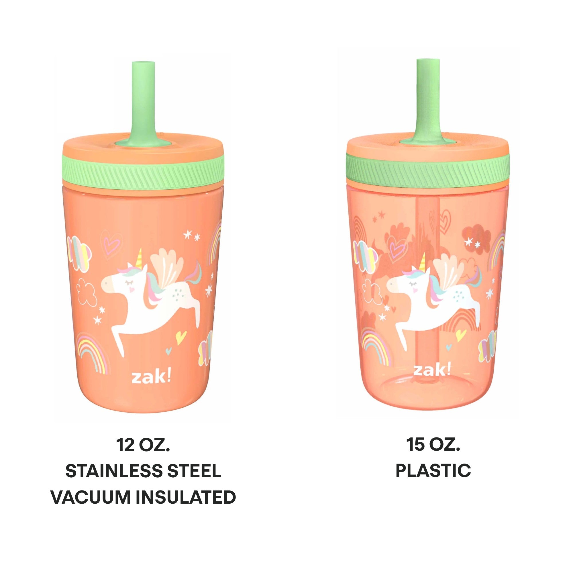Unicorn Kids Stainless Steel and Plastic Leak Proof Tumbler Set
