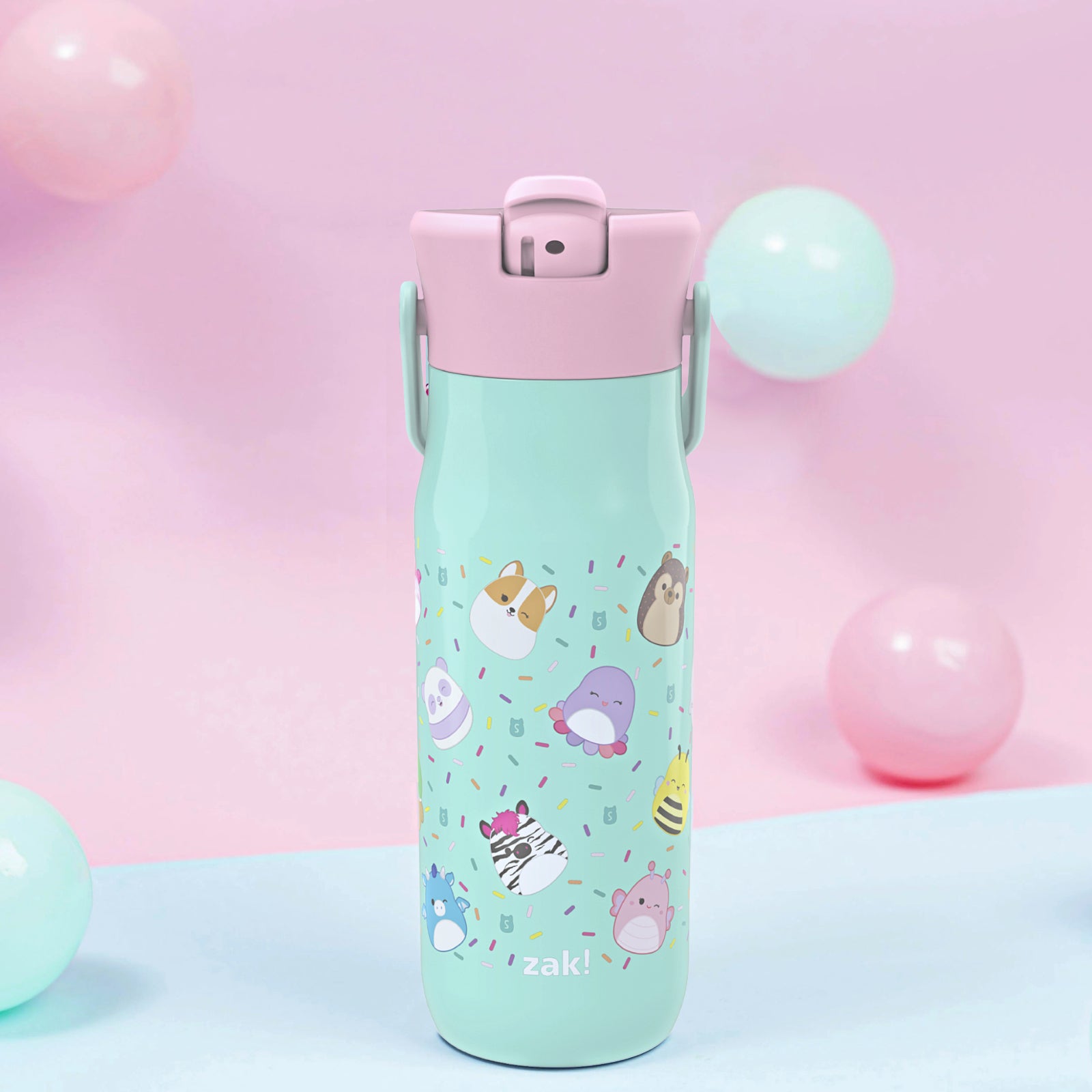 Squishmallows Harmony Stainless Steel Kids Water Bottle with Straw Spout, 20 ounces