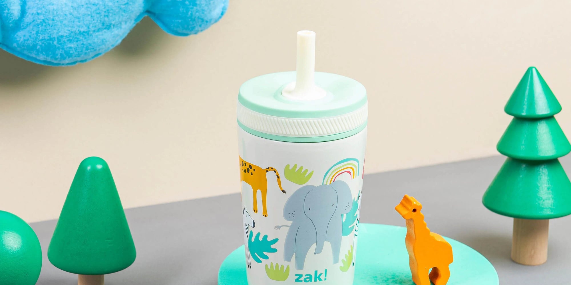 Zak kids tumbler with safari animals artwork