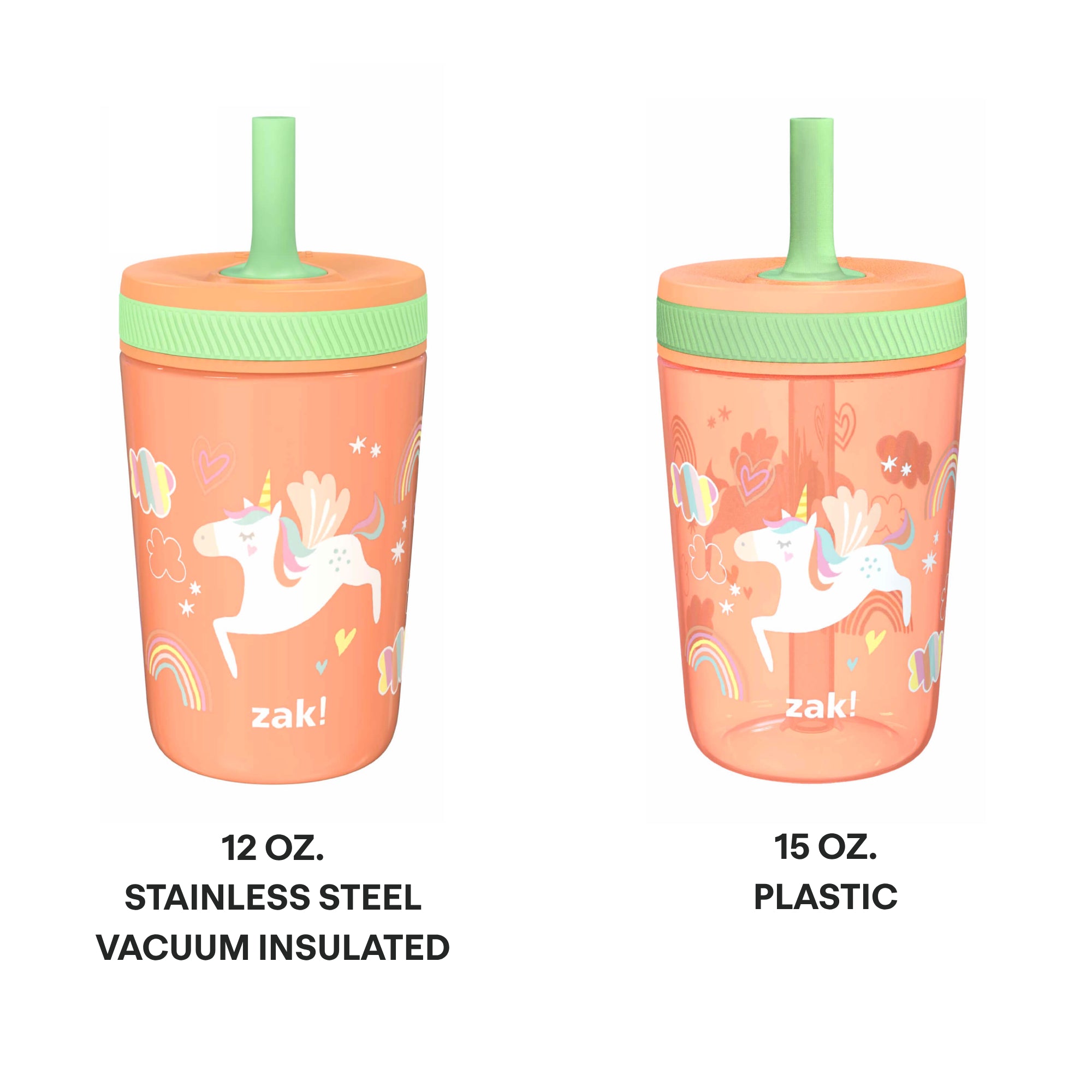 Unicorn Kids Stainless Steel and Plastic Leak Proof Tumbler Set