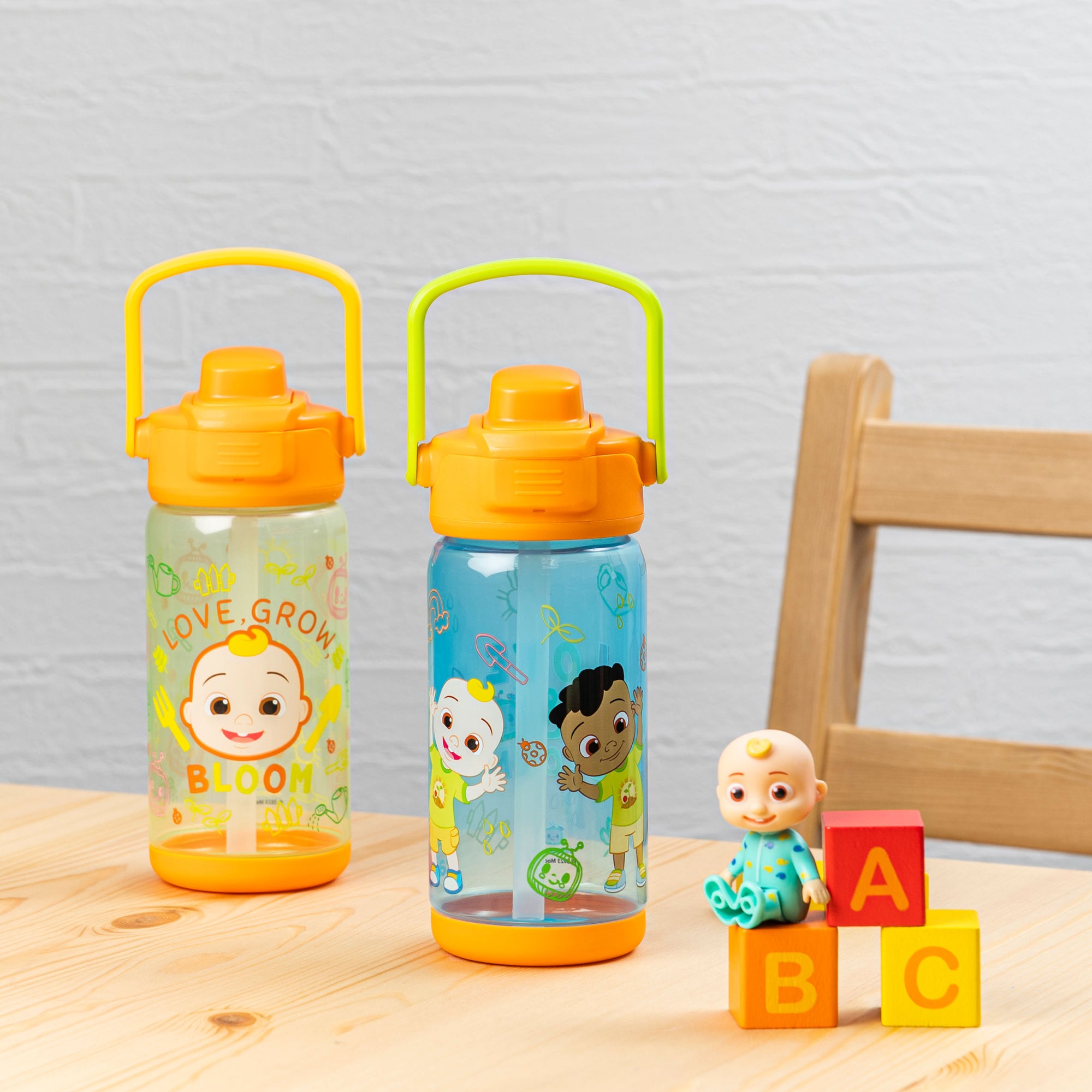 CoComelon Beacon 2-Piece Kids Water Bottle Set with Covered Spout, 16 Ounces