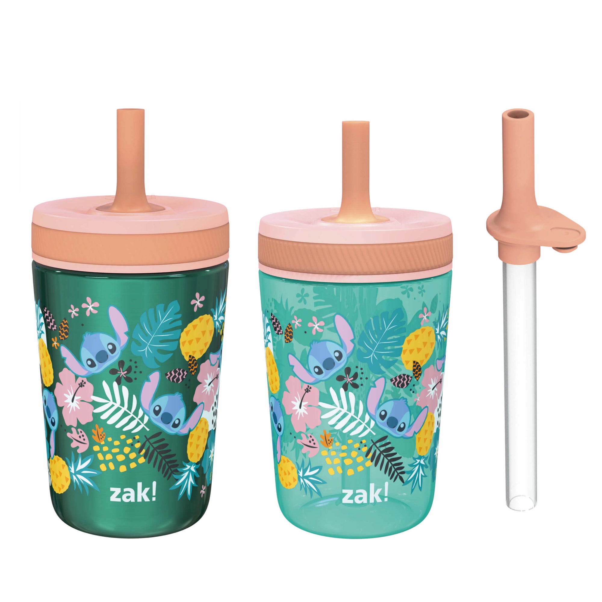 Disney Lilo &amp; Stitch Kids Stainless Steel and Plastic Leak Proof Tumbler Set