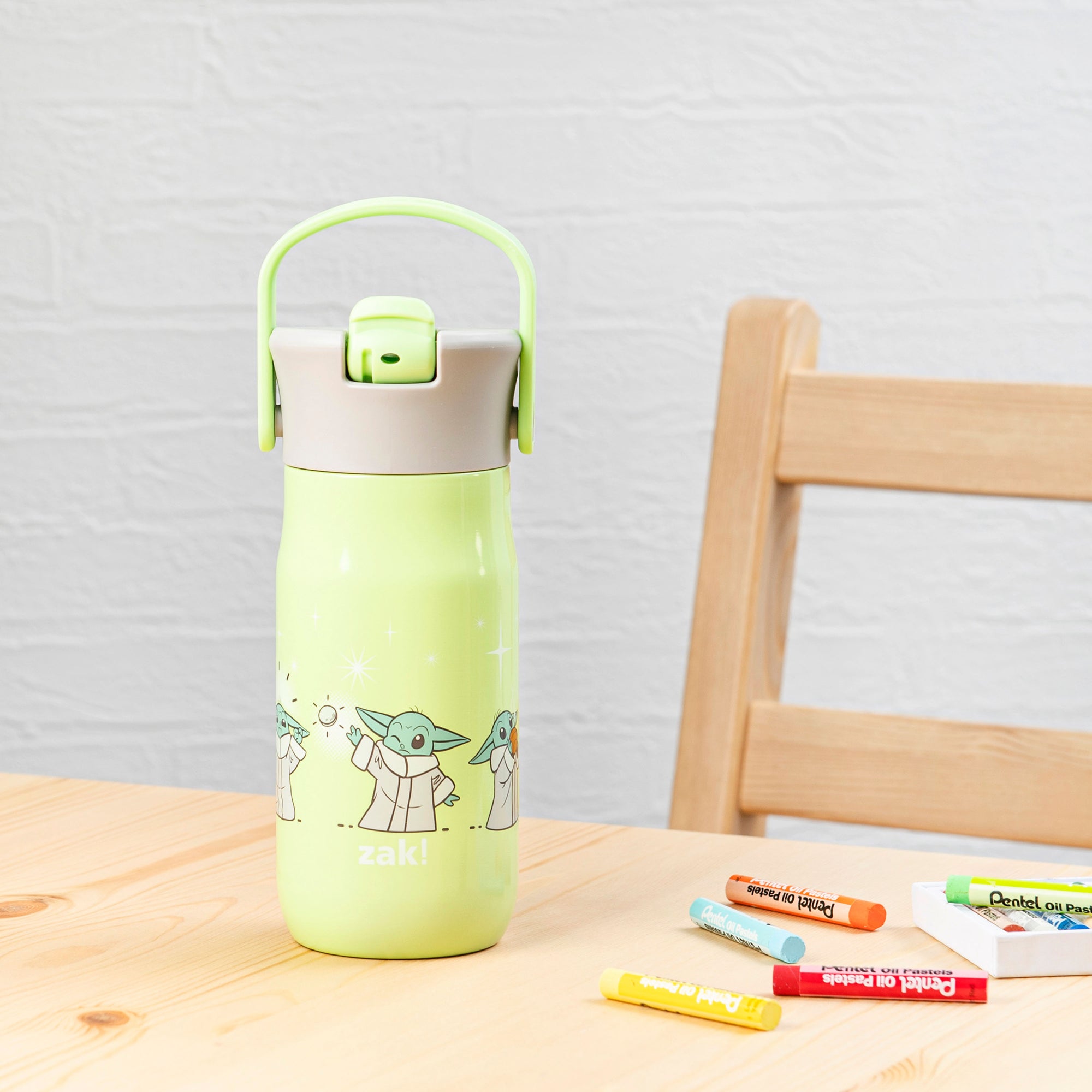 Star Wars The Child Baby Yoda Harmony Recycled Stainless Steel Kids Water Bottle with Straw Spout, 14 ounces