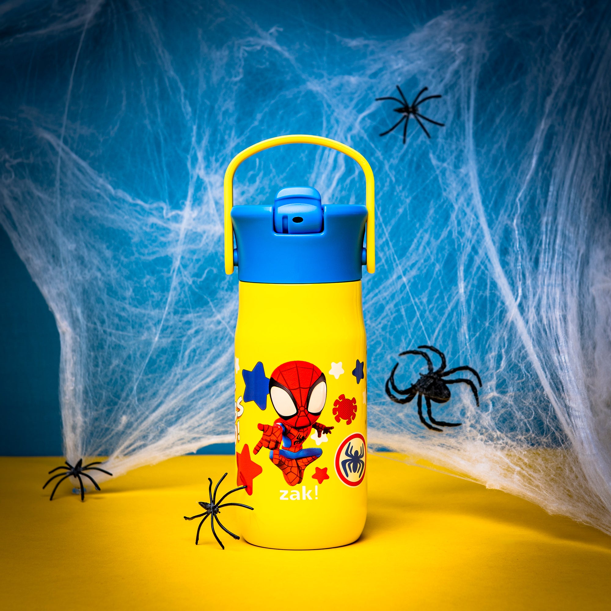 Marvel Spidey and Friends Harmony Recycled Stainless Steel Kids Water Bottle with Straw Spout, 14 ounces
