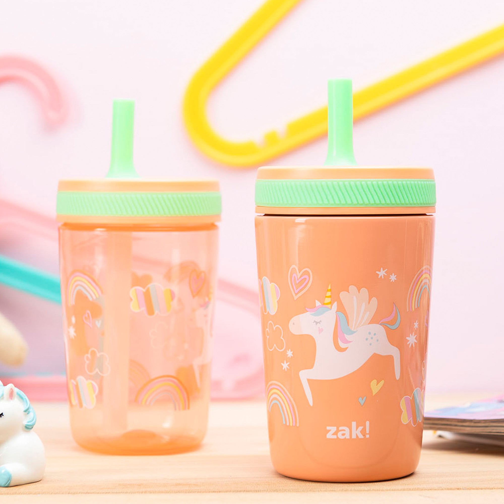 Unicorn Kids Stainless Steel and Plastic Leak Proof Tumbler Set