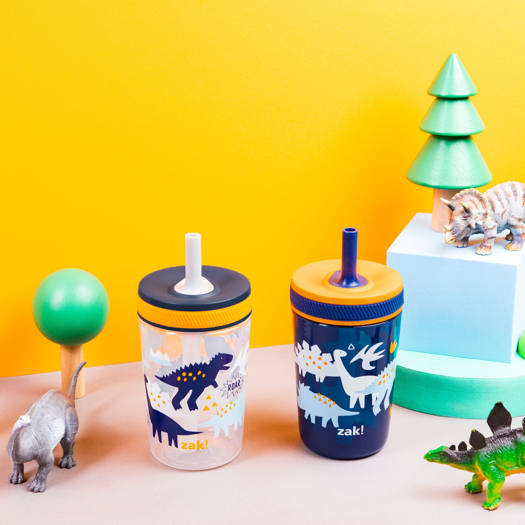 DinoRoar and Zaksaurus Kelso Kids Leak Proof Tumbler with Lid and Straw - 15 Ounces