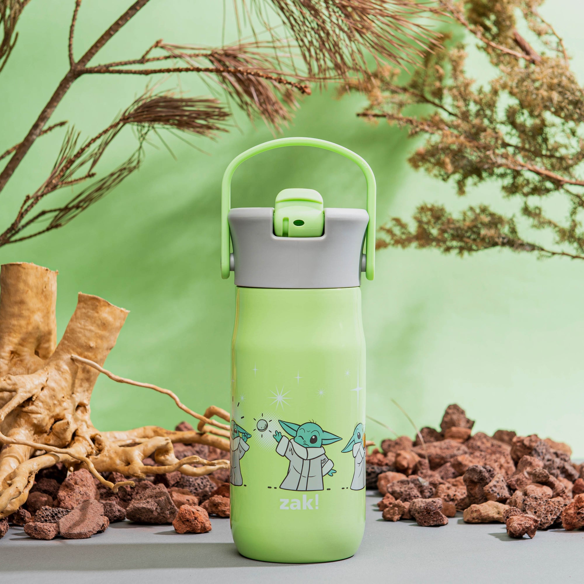 Star Wars The Child Baby Yoda Harmony Recycled Stainless Steel Kids Water Bottle with Straw Spout, 14 ounces