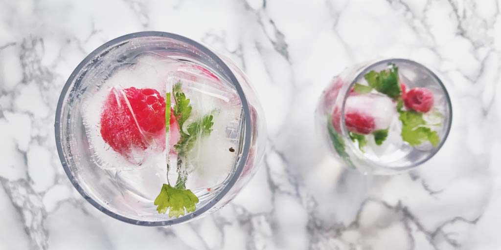 fruit and herb ice cubes