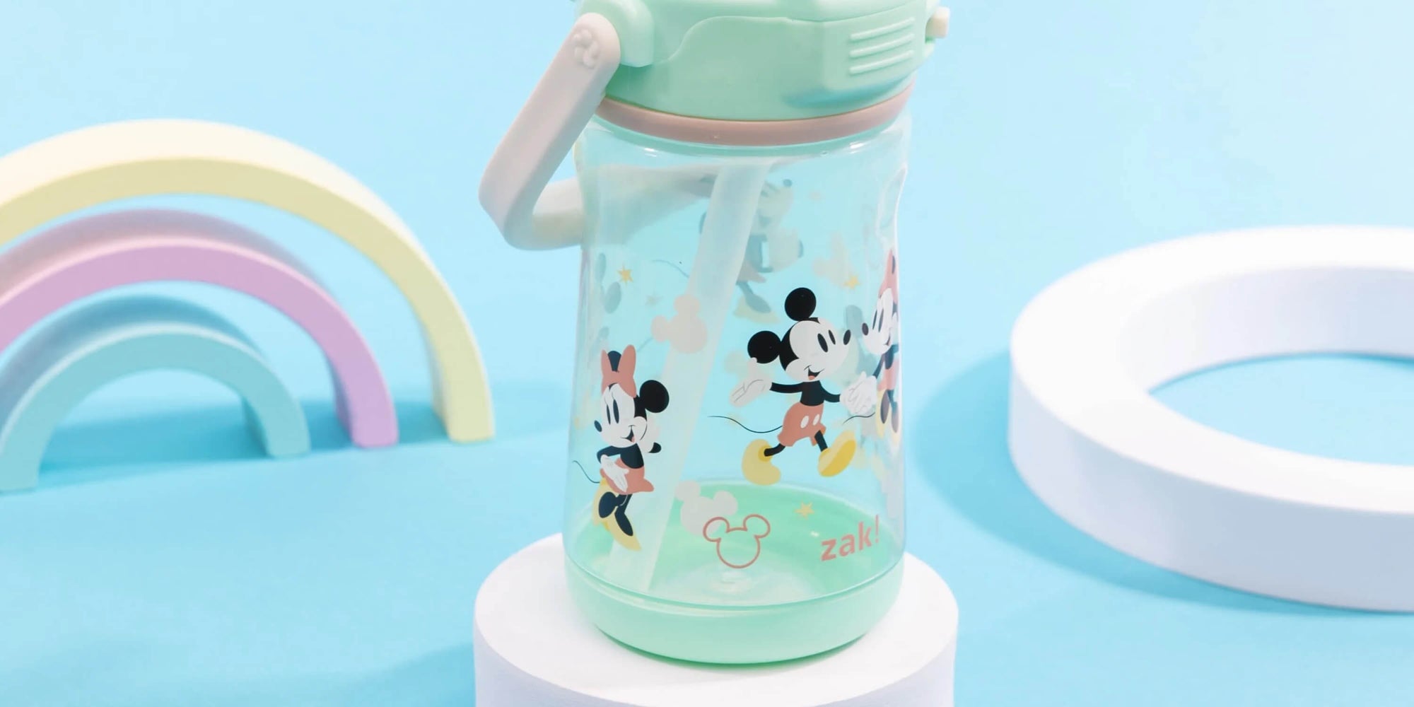 Zak Designs Mickey Mouse and Minnie Mouse Kids Water Bottles