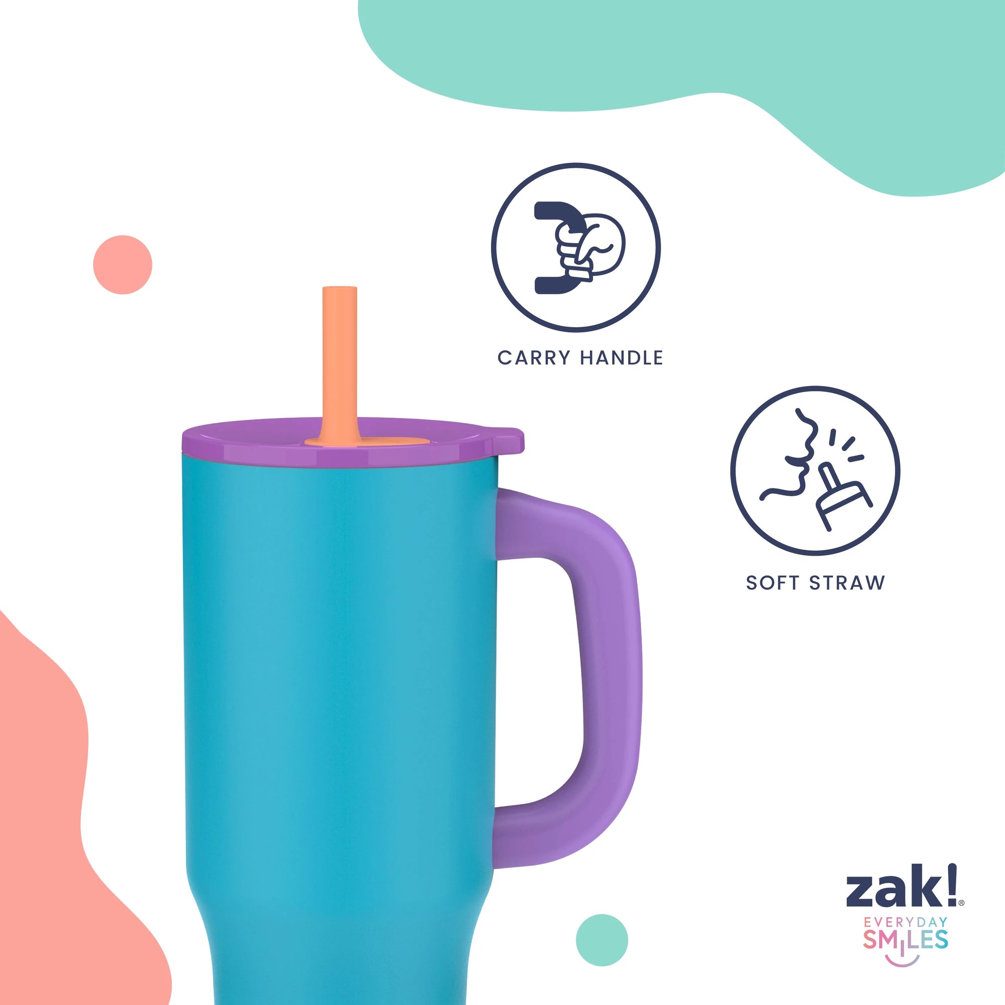 Sutton Insulated Straw Tumbler Shine Bright - Carry Handle, Soft Straw, 40 ounces