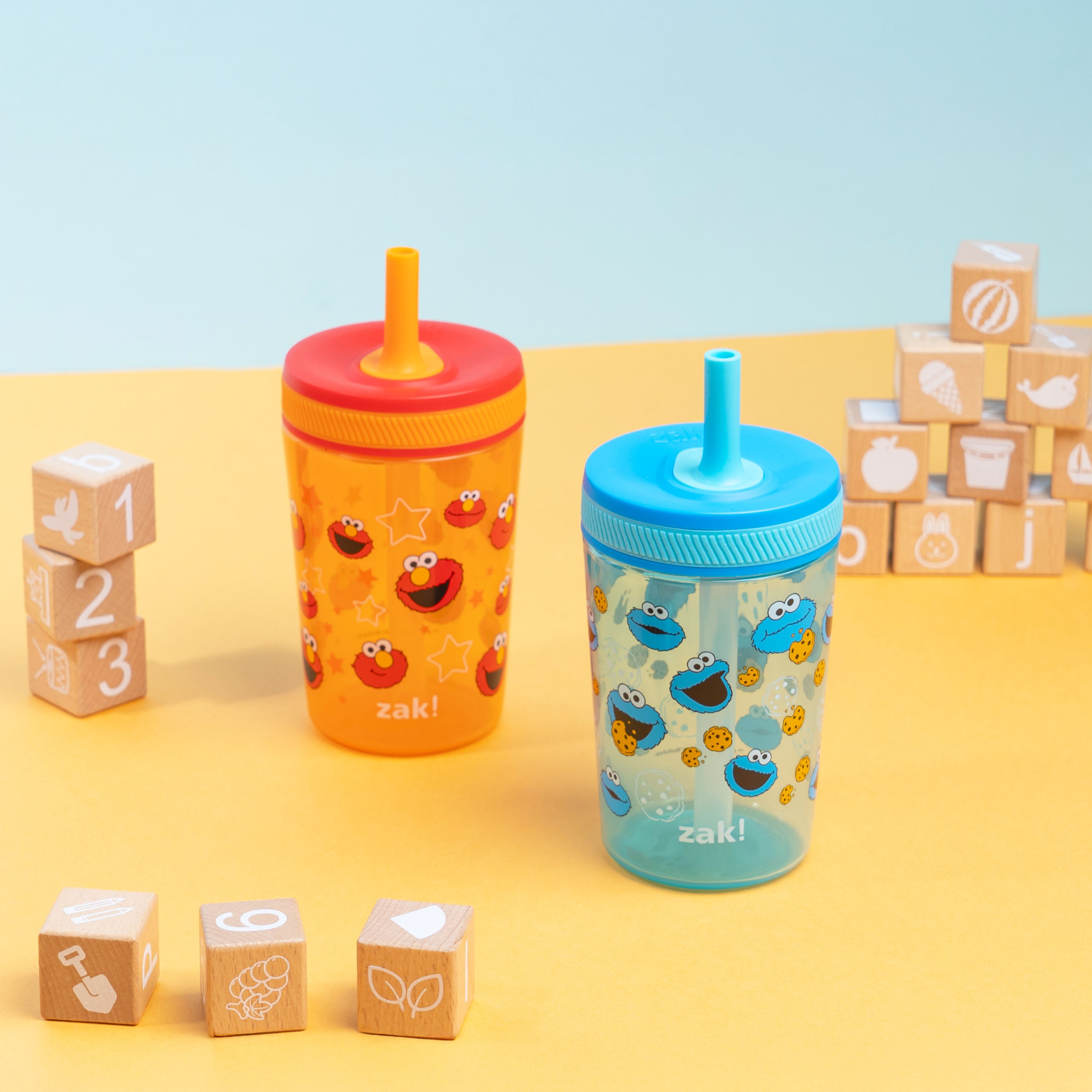 Leakproof Kids Tumblers - Elmo and Cookie Monster, 15 oz