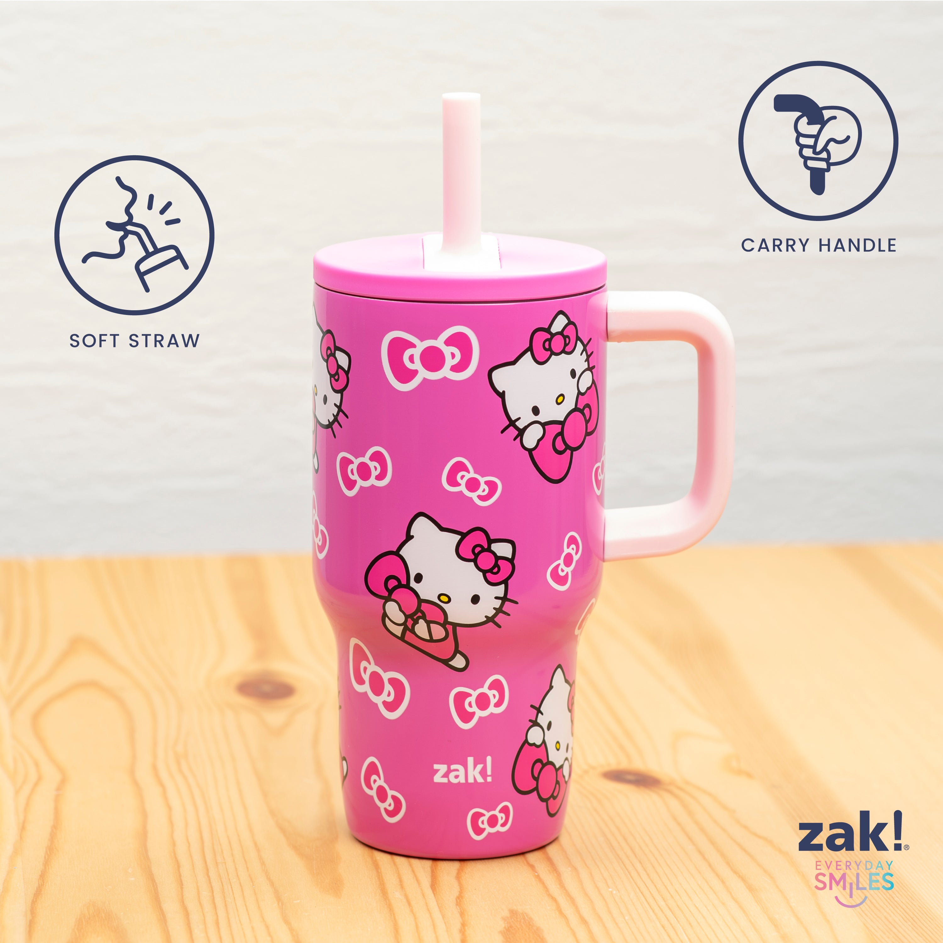 Kids Straw Tumbler with Handle - Hello Kitty, 16 oz. – zak.com
