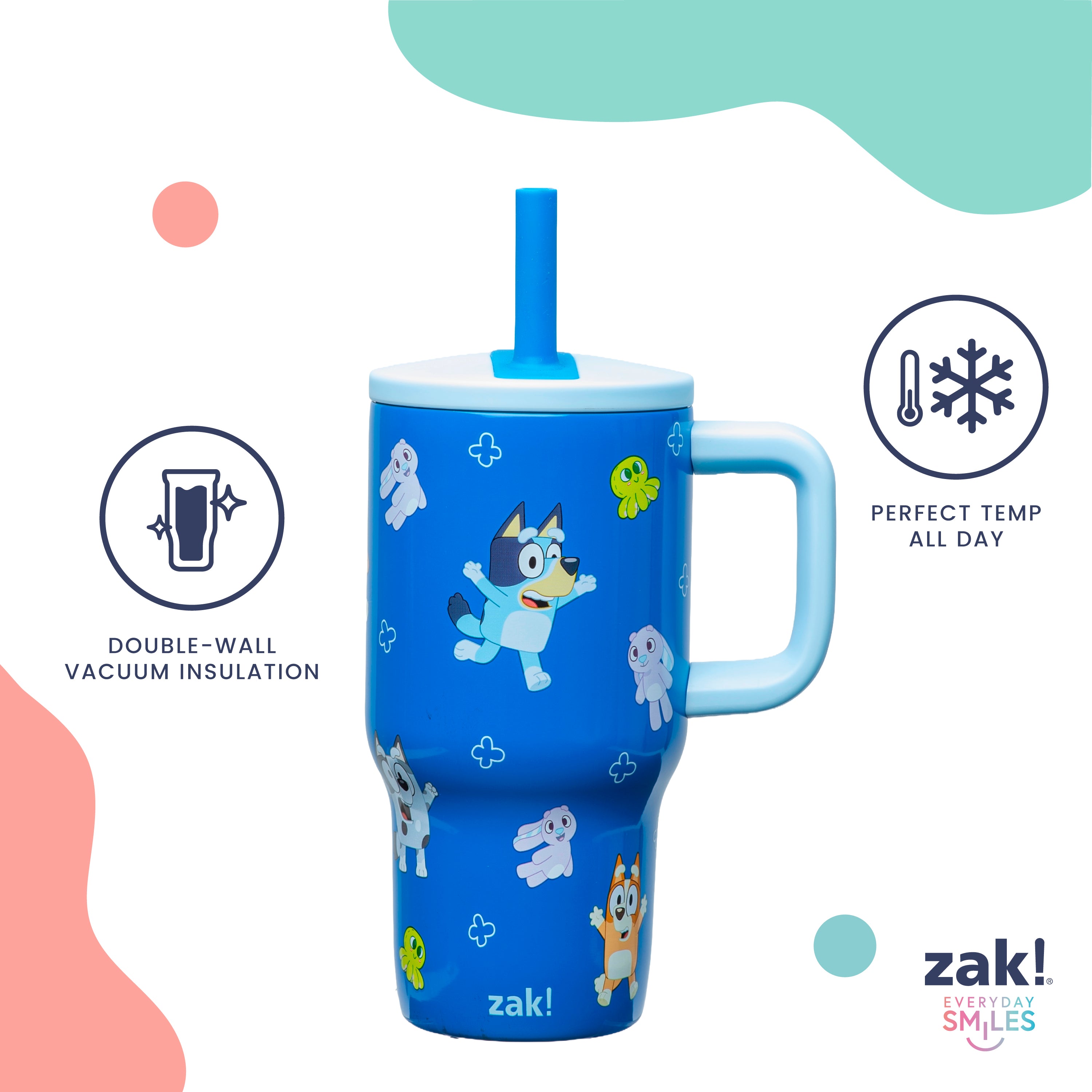 Kids Straw Tumbler with Handle - Bluey, 16 oz. – zak.com