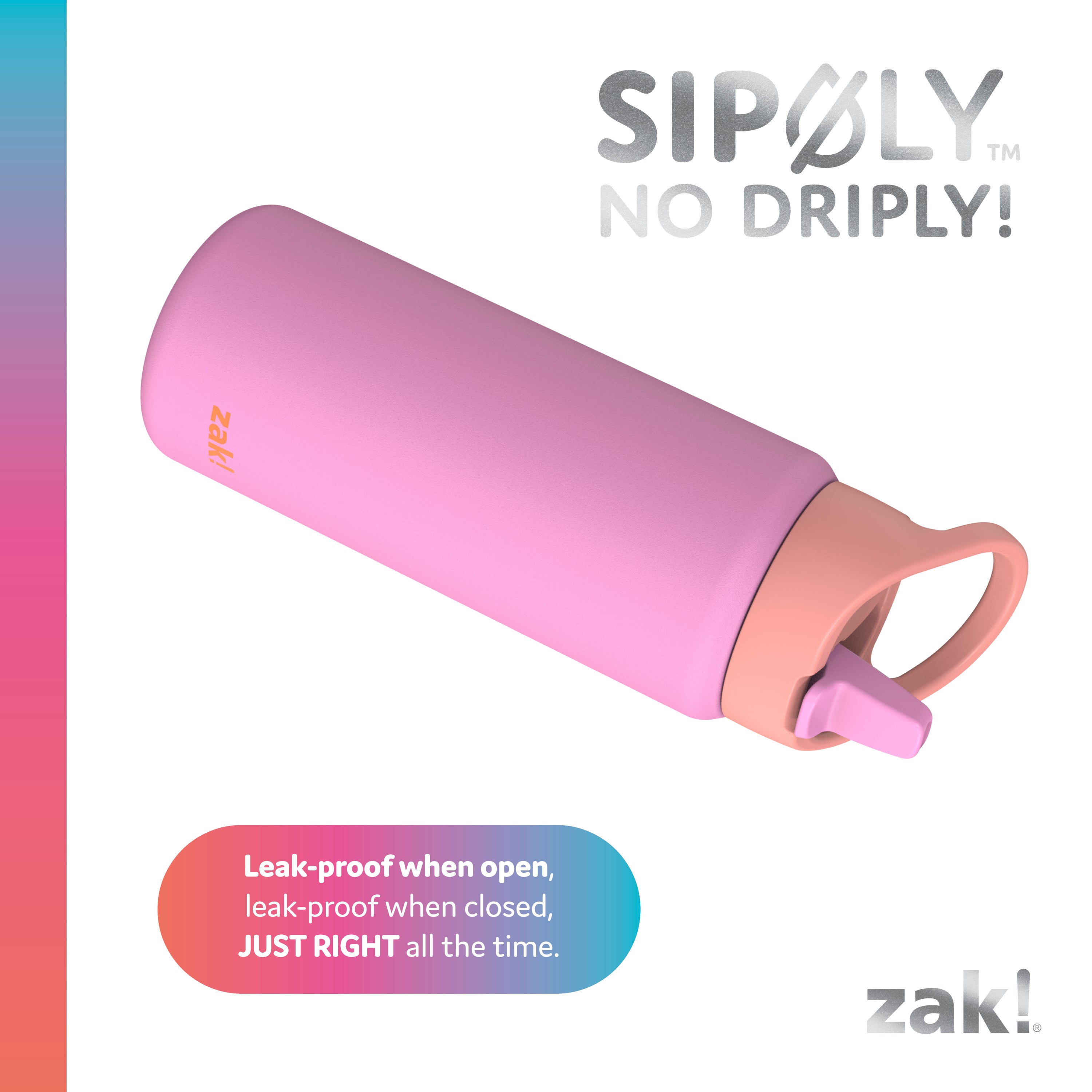 Kids Stainless Steel Lollipop Pink Bottle with Leak-Proof Spout