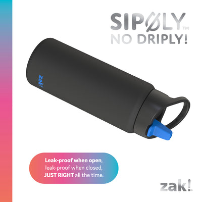 Kids Stainless Steel Black Bottle with Leak-Proof Spout