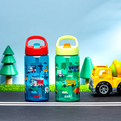 Kids Main Street Rescue Cars Siply Water Bottles with Leak-Proof Flip-Up Spout