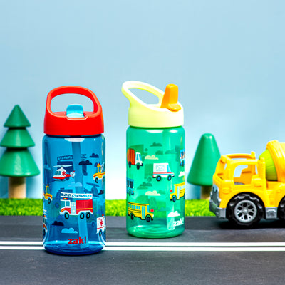 Kids Main Street Rescue Cars Siply Water Bottles with Leak-Proof Flip-Up Spout