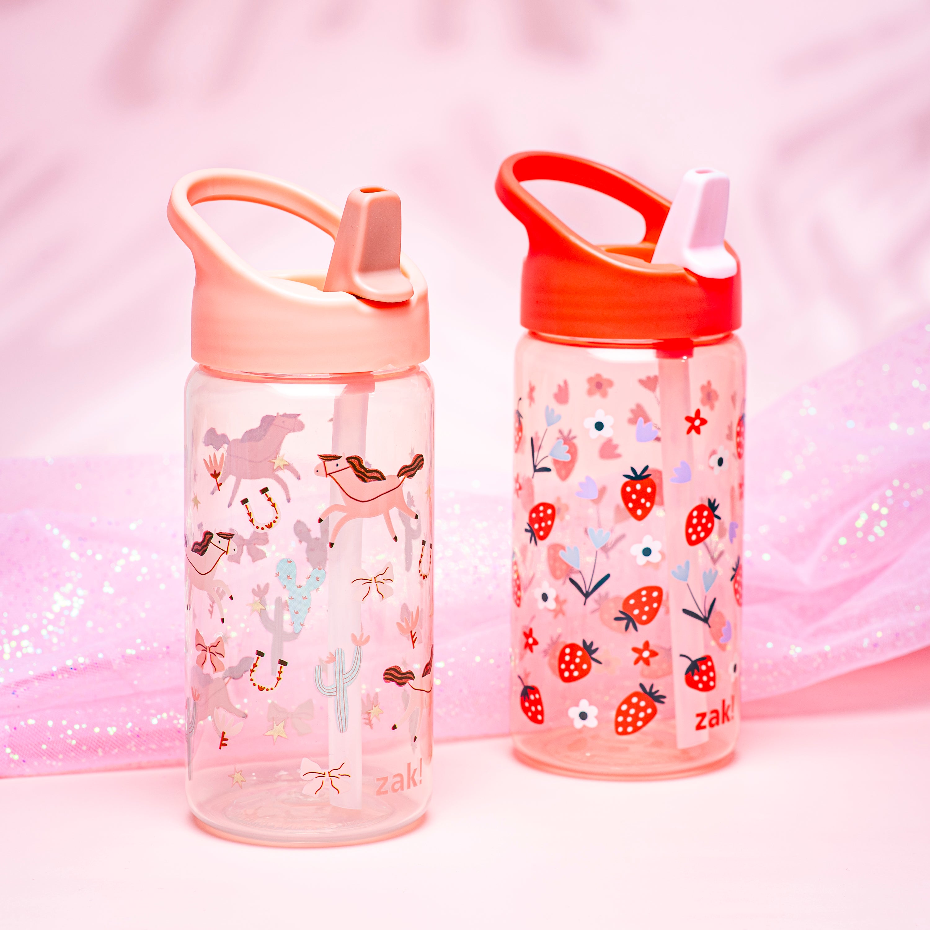 Kids Berry Equestrian Horses Siply Water Bottles with Leak-Proof Flip-Up Spout