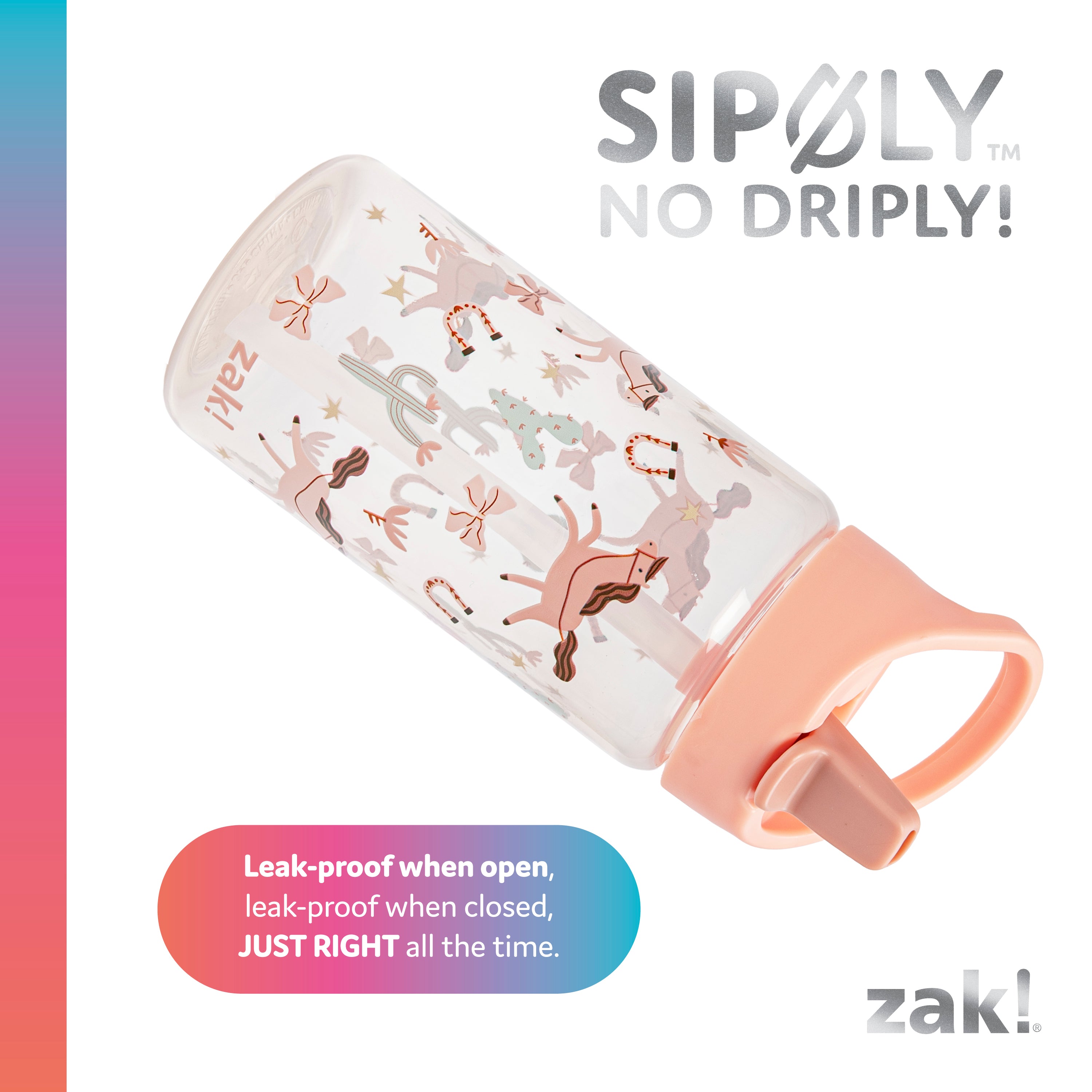 Kids Berry Equestrian Horses Siply Water Bottles with Leak-Proof Flip-Up Spout