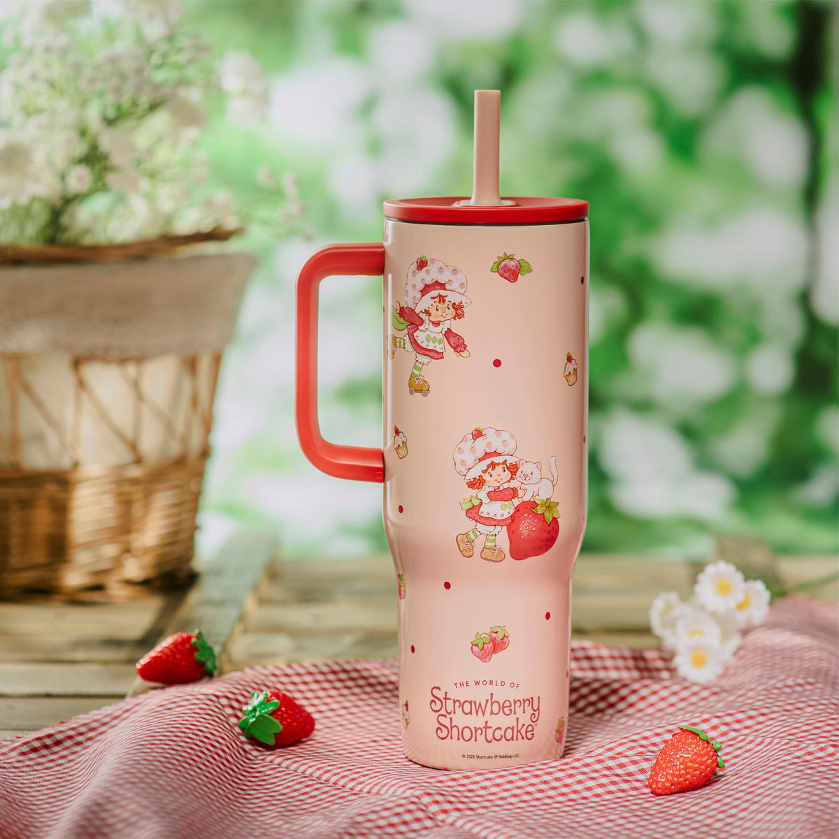 Sutton Insulated Straw Tumbler with Splash-Proof Lid - Strawberry Shortcake, 30 ounces