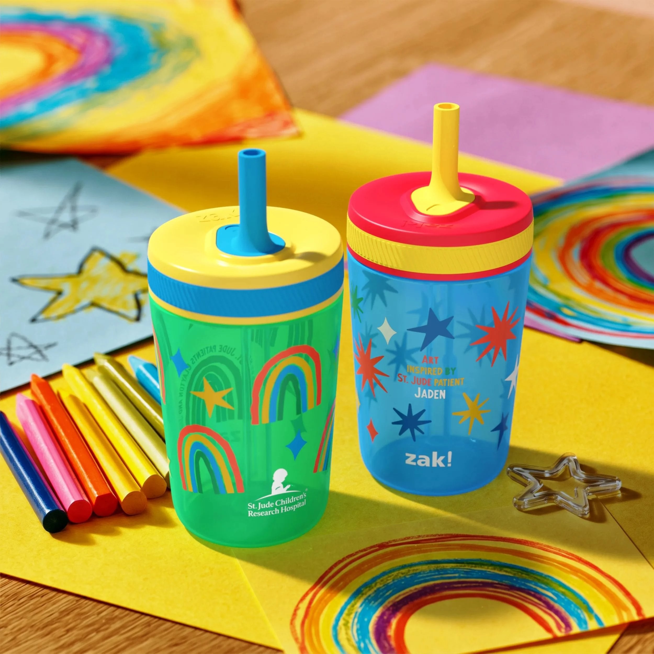 Stars and Rainbows Kelso Kids Leak Proof Tumbler with Lid and Straw - 15 Ounces